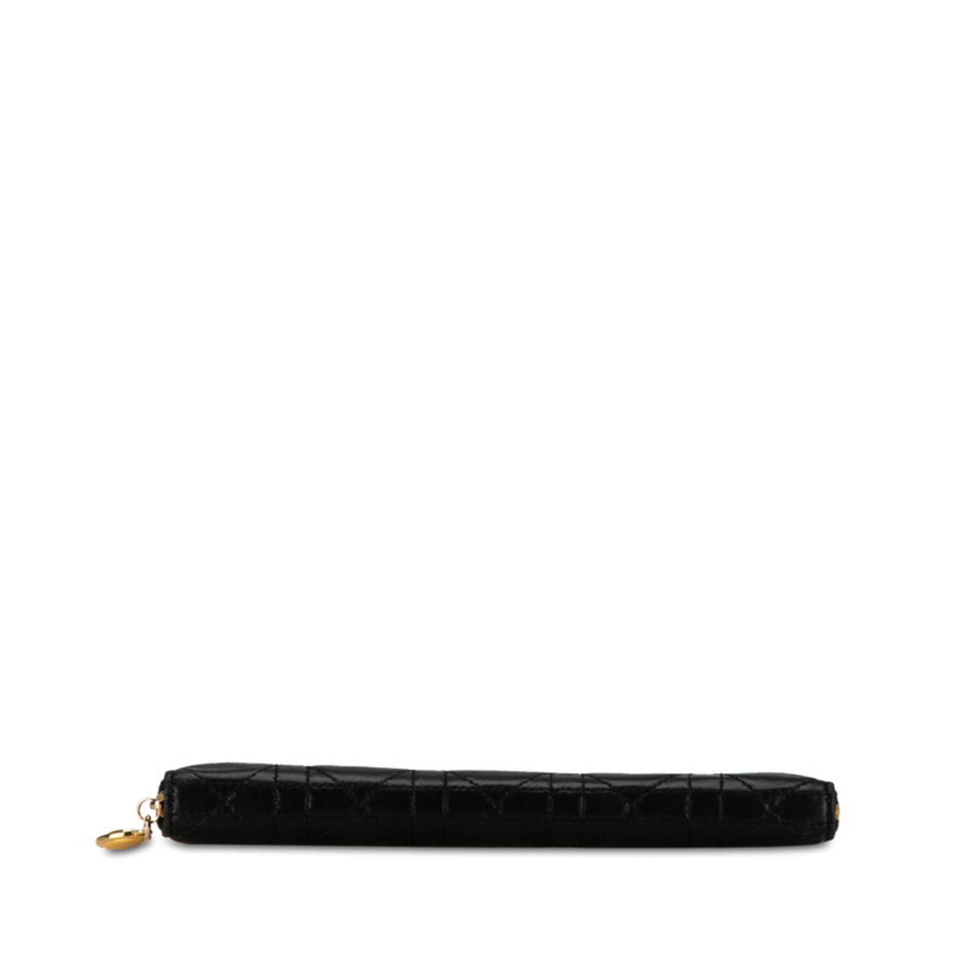 Christian Dior Black Leather Long Wallet (Bi-Fold) ()