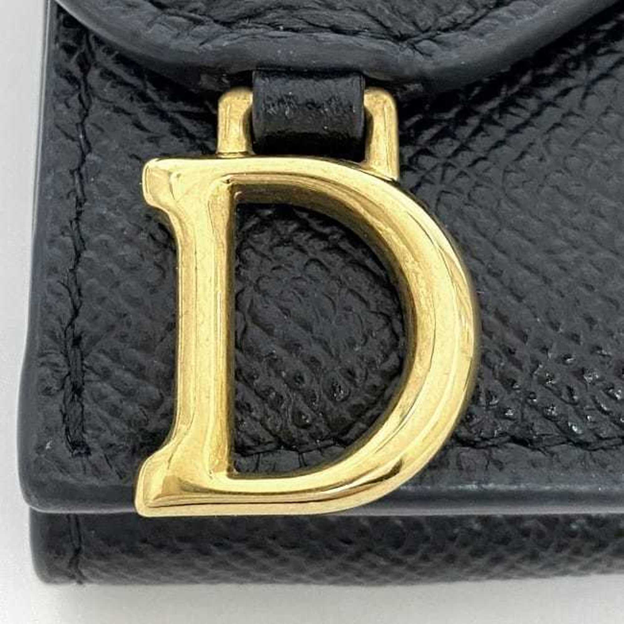 Christian Dior Black Leather Wallet (Tri-Fold) ()