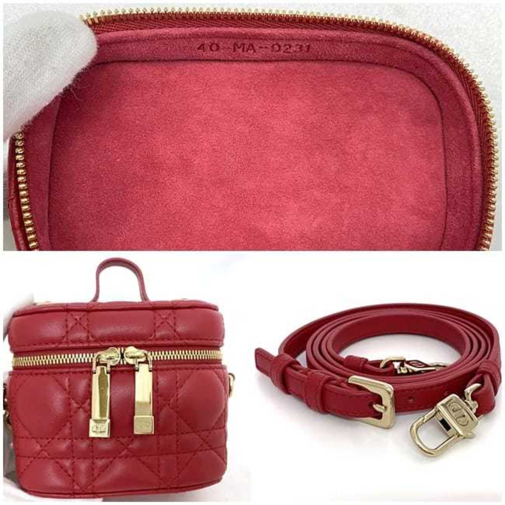 Christian Dior Red Color Leather Shoulder Bag Vanity Bag ()