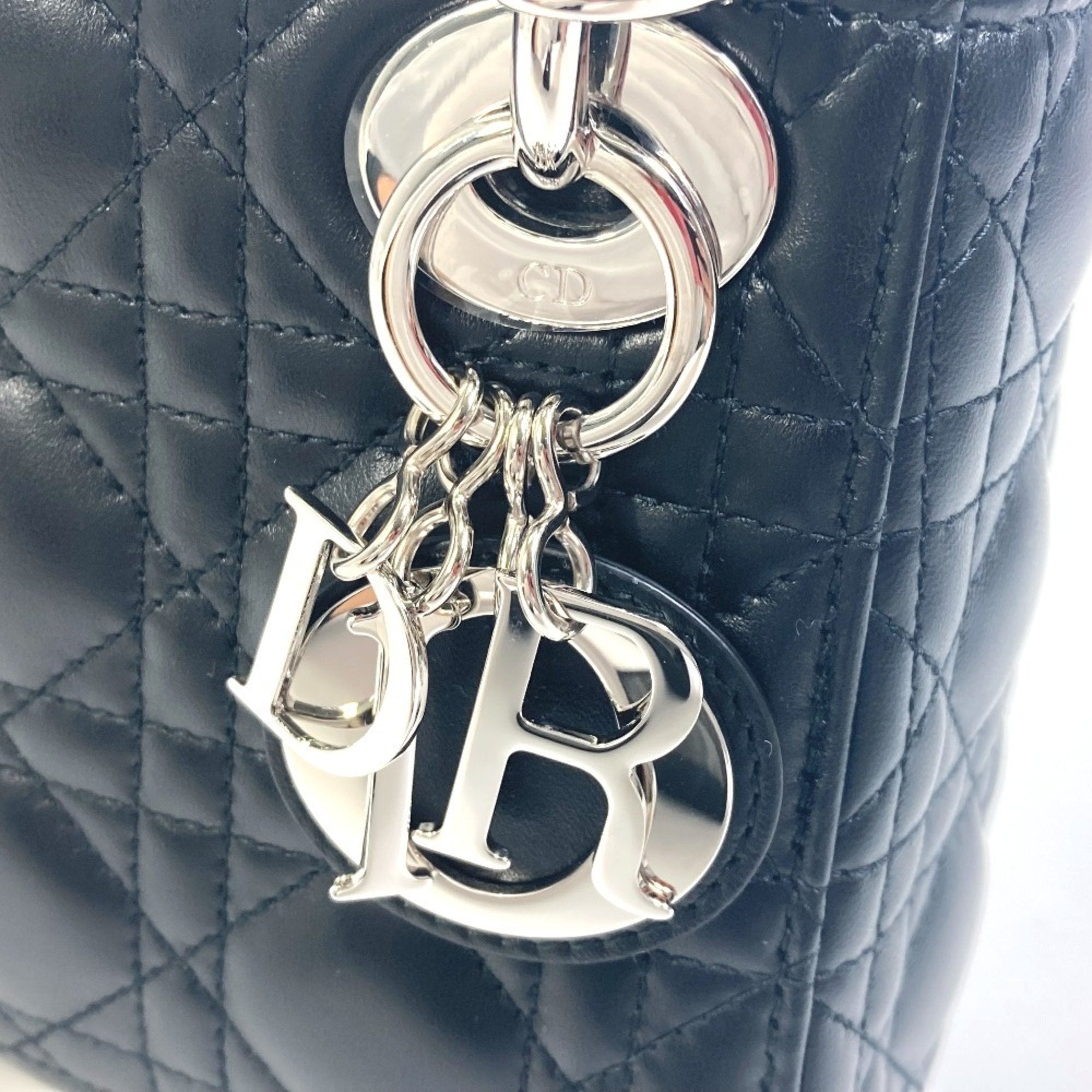 Christian Dior Lady Dior Black Leather Shoulder Bag ()