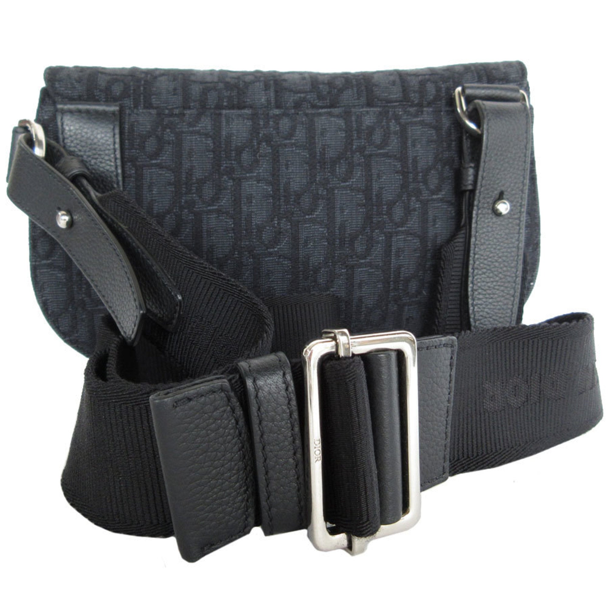 Christian Dior Black Canvas Leather Sling Bag ()
