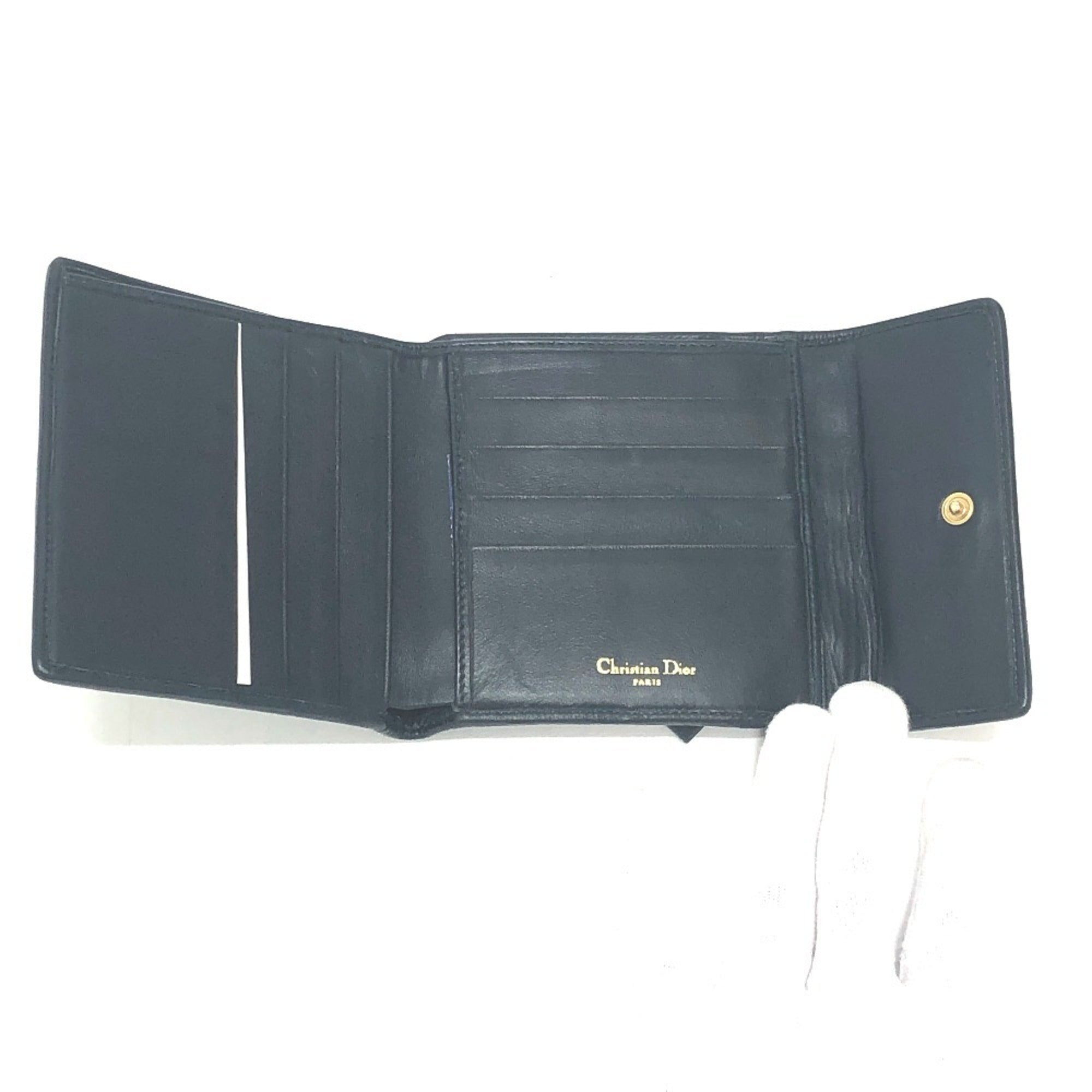 Christian Dior Cannage/Lady Dior Navy Leather Coin Purse/Coin Case ()