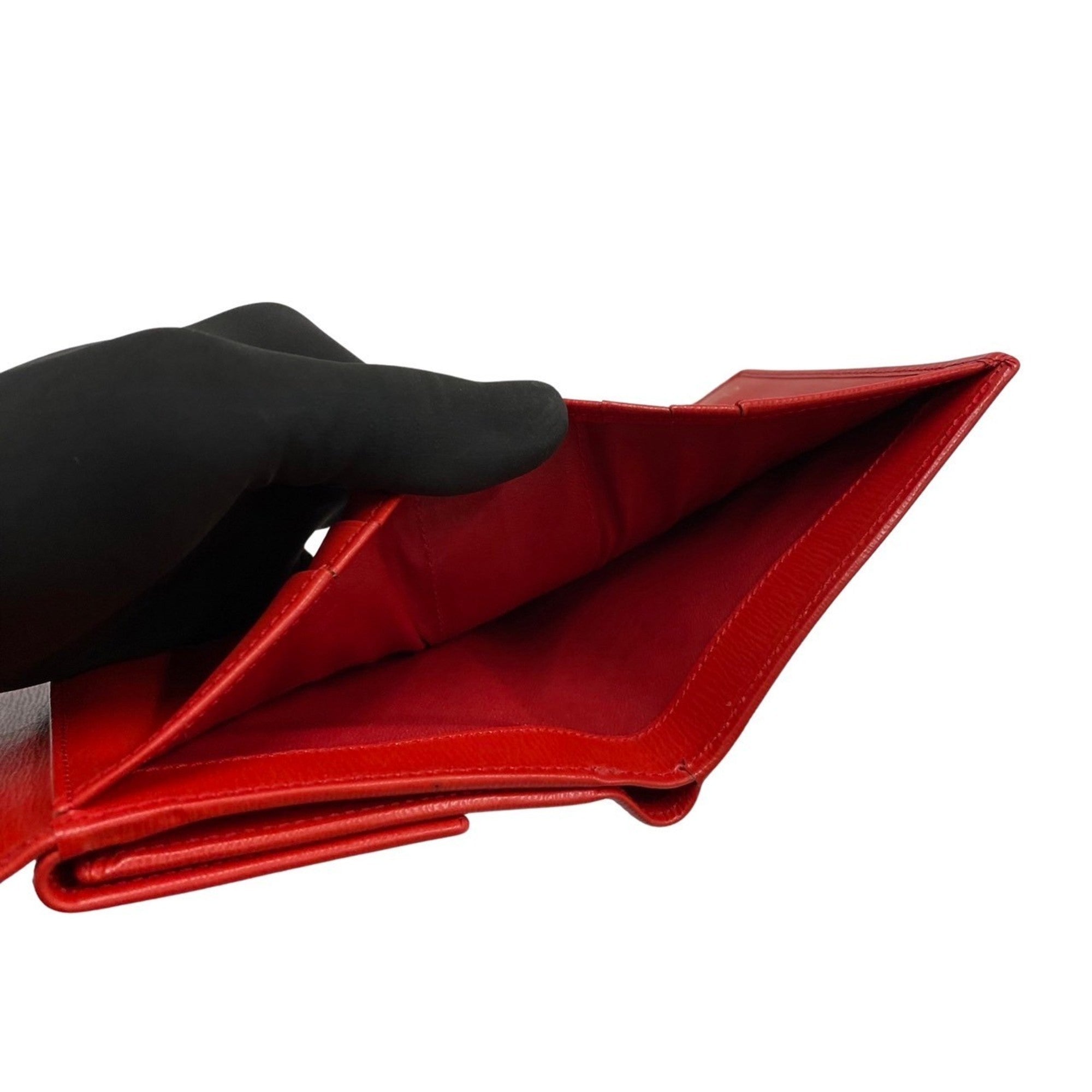 Christian Dior Red Color Leather Wallet (Tri-Fold) ()
