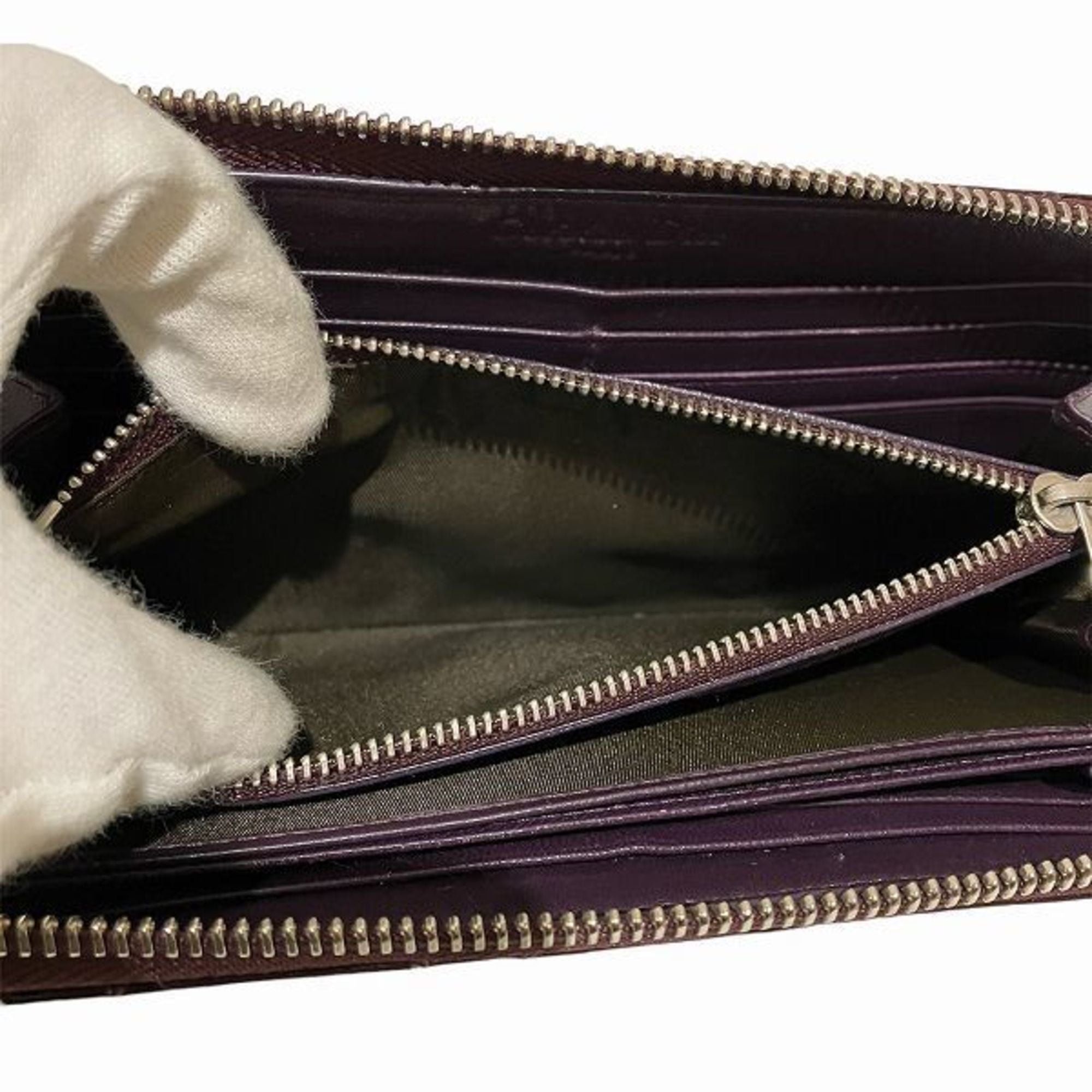 Christian Dior Purple Patent Leather Long Wallet (Bi-Fold) ()