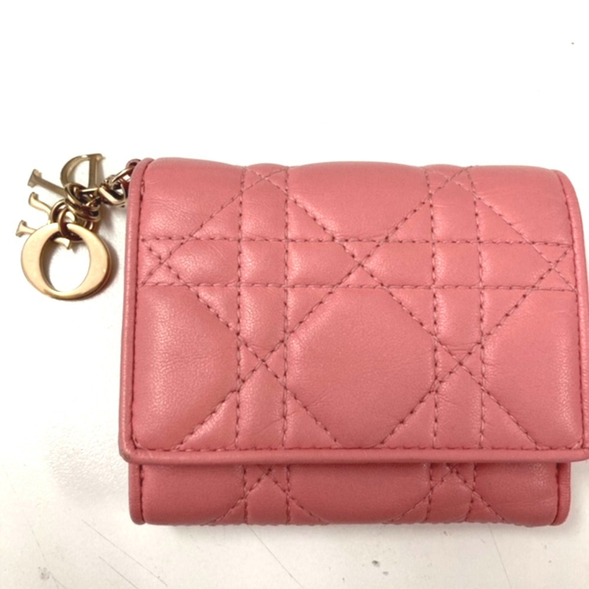 Christian Dior Pink Leather Wallet (Tri-Fold) ()
