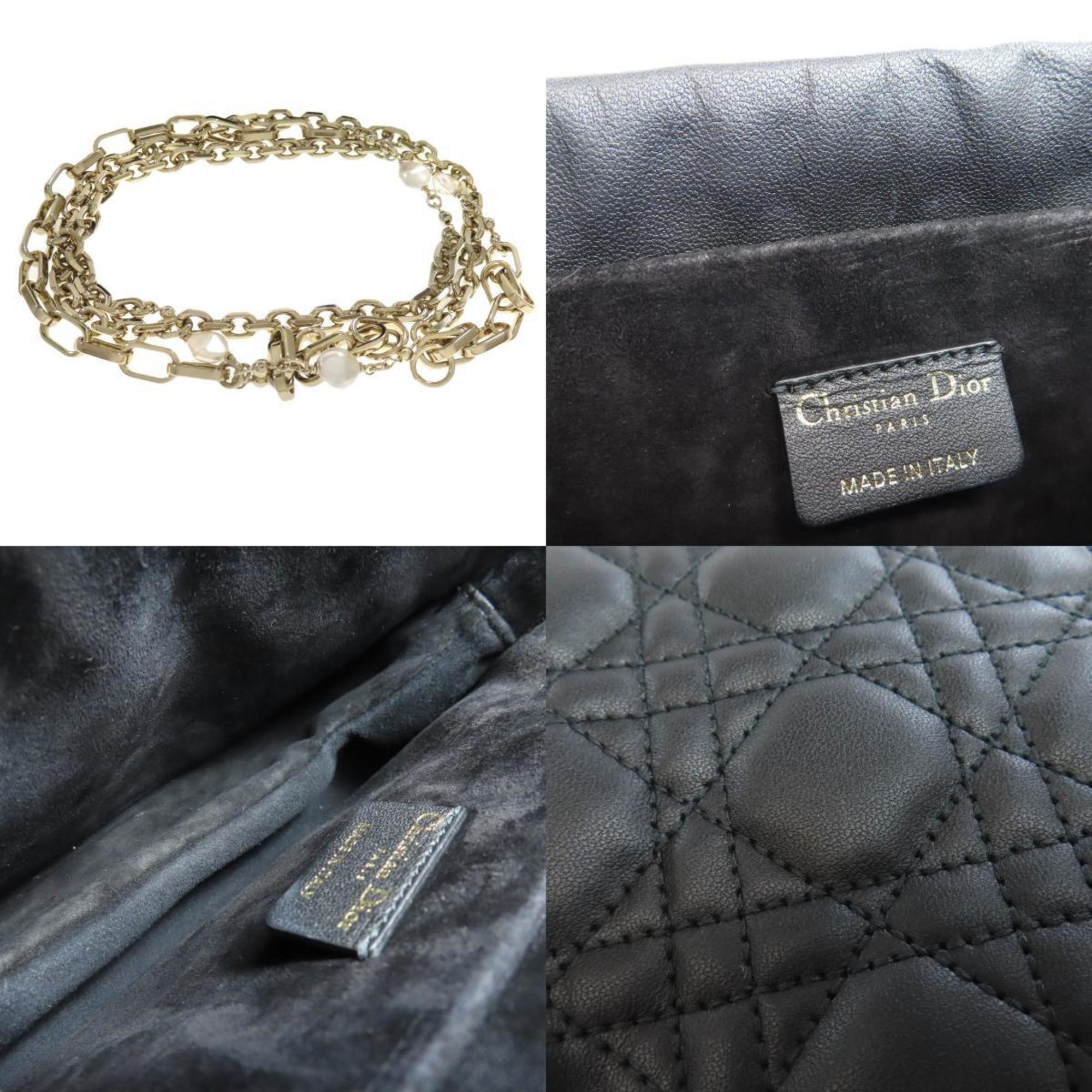 Christian Dior Lady Dior Black Leather Handbag ()