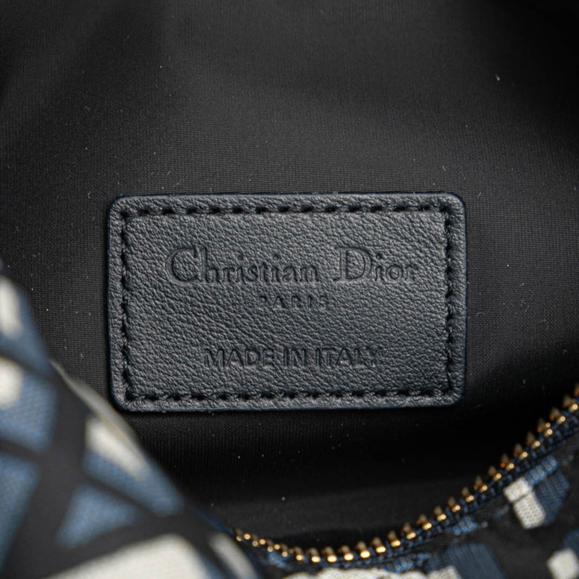 Christian Dior Gray Navy Fabric Leather Pouch ()