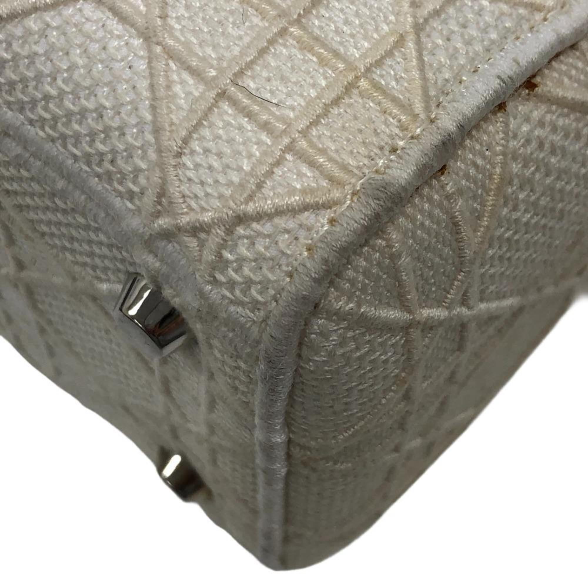 Christian Dior Lady Dior White Canvas Handbag ()