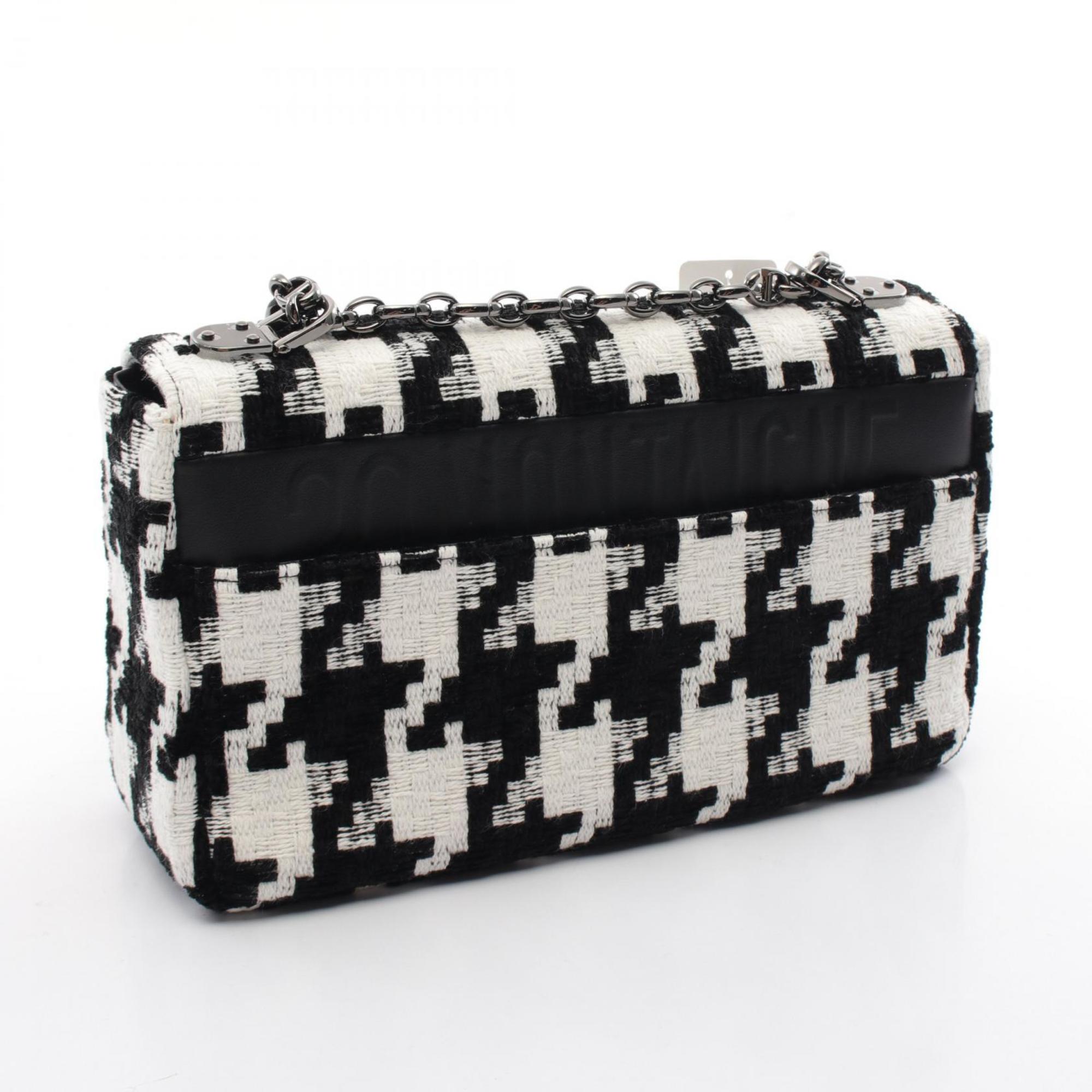 Christian Dior Black White Fabric Shoulder Bag