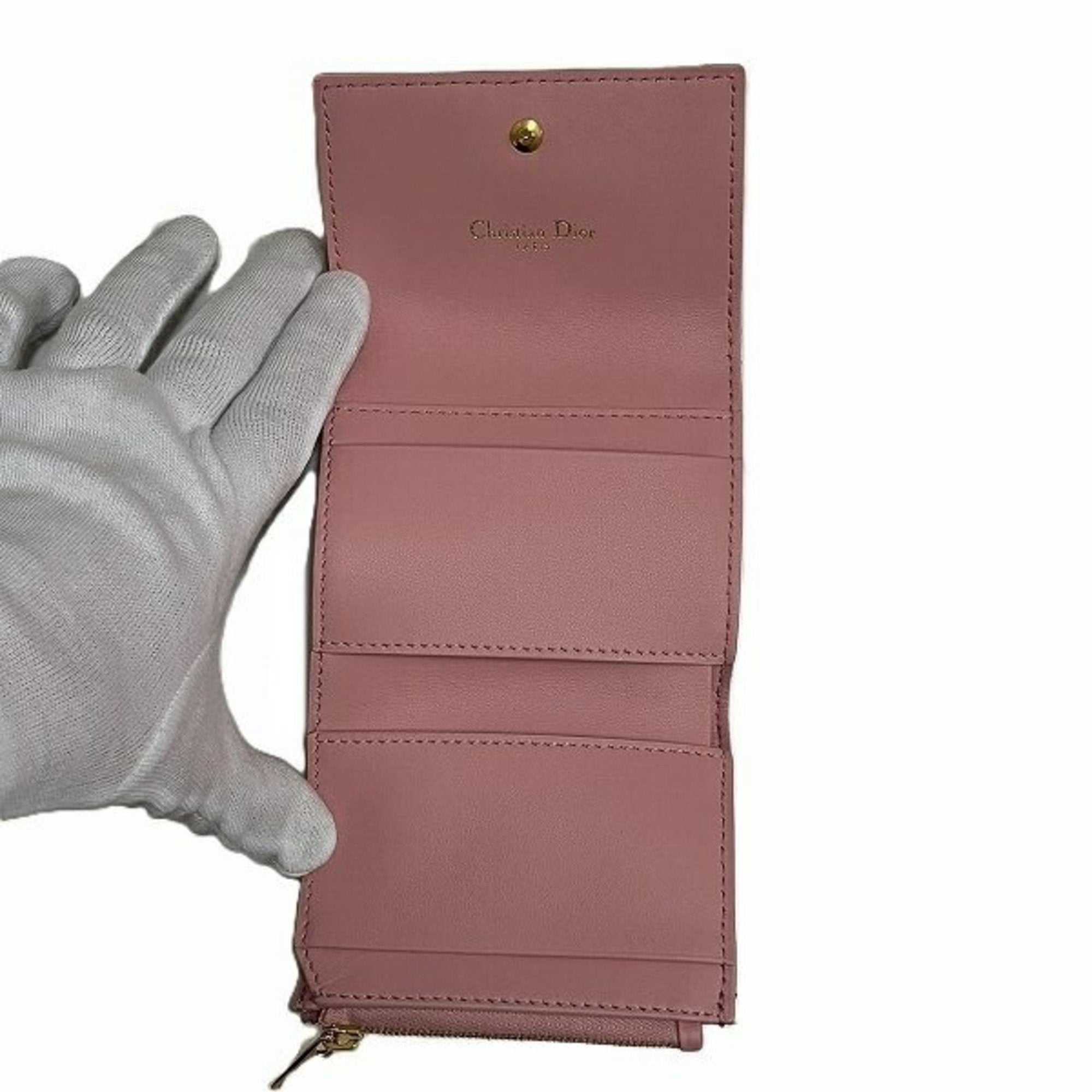 Christian Dior Pink Leather Wallet (Tri-Fold) ()