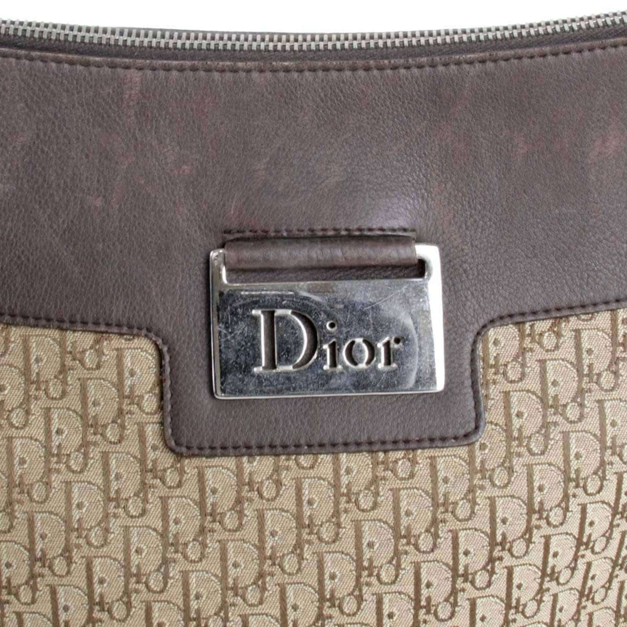 Christian Dior Trotter Brown Canvas Leather Shoulder Bag ()