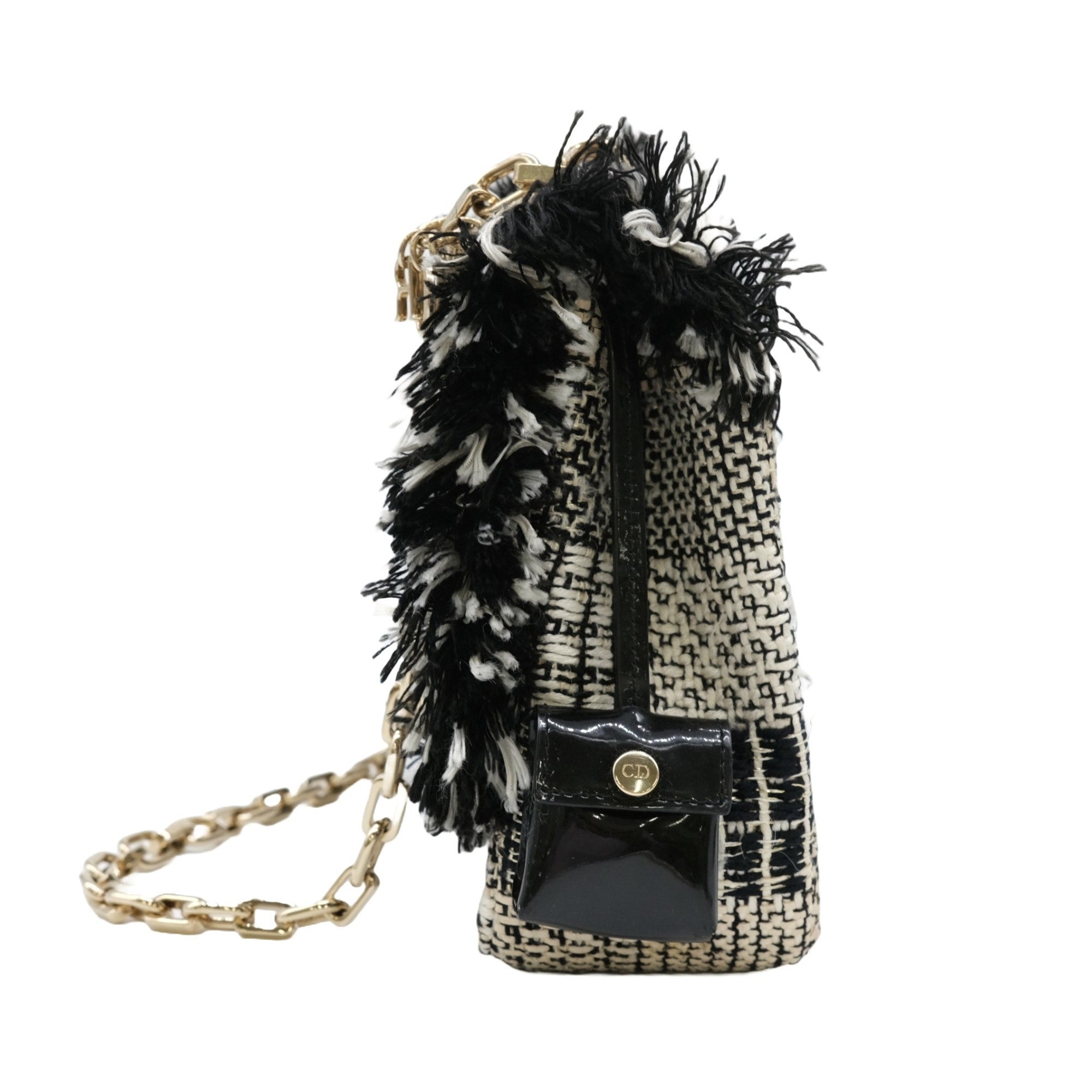 Christian Dior Black White Tweed Shoulder Bag ()