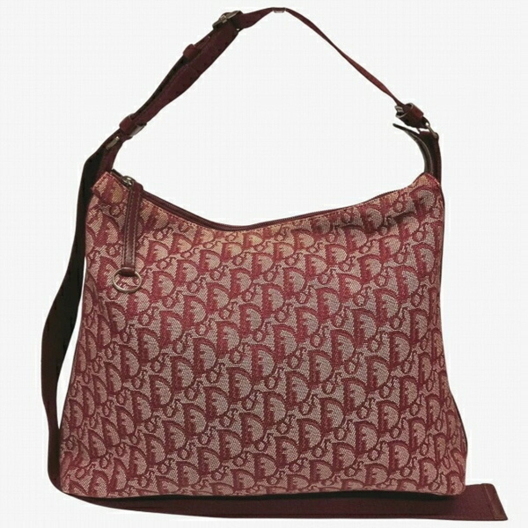 Christian Dior Trotter Bordeaux Canvas Leather Shoulder Bag ()