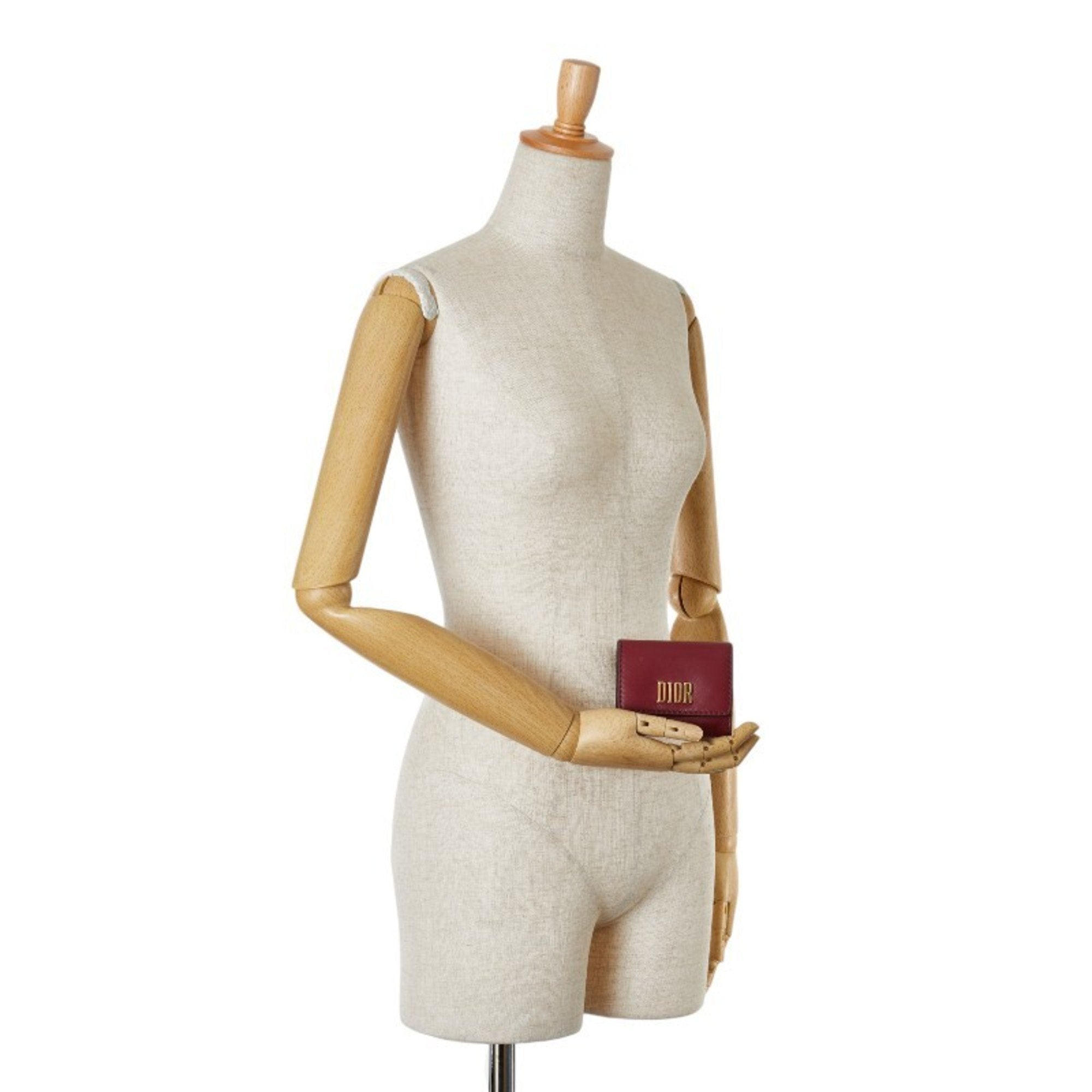 Christian Dior Red Color Wine Leather Wallet (Tri-Fold) ()