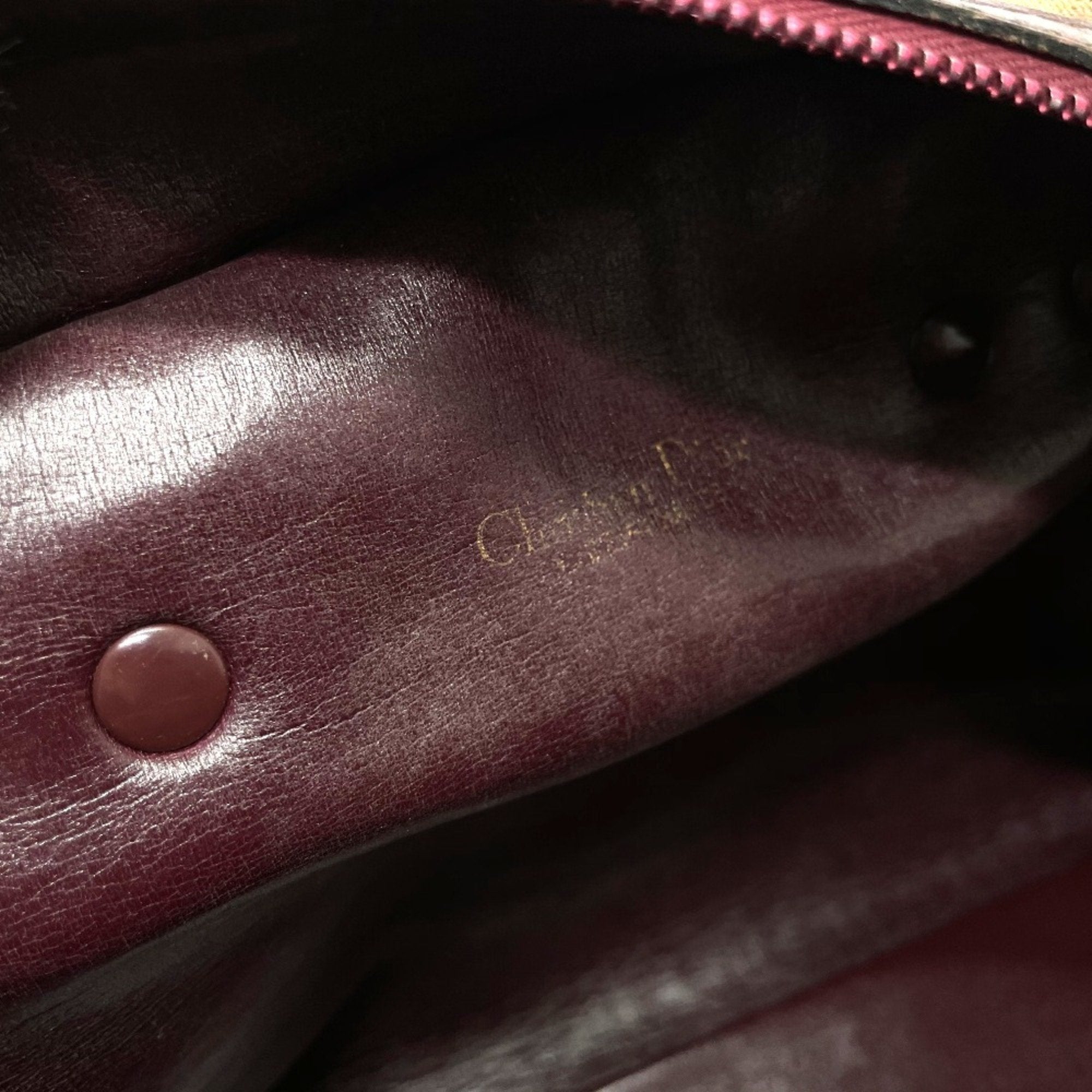 Christian Dior Bordeaux Pvc Leather Boston Bag Handbag ()