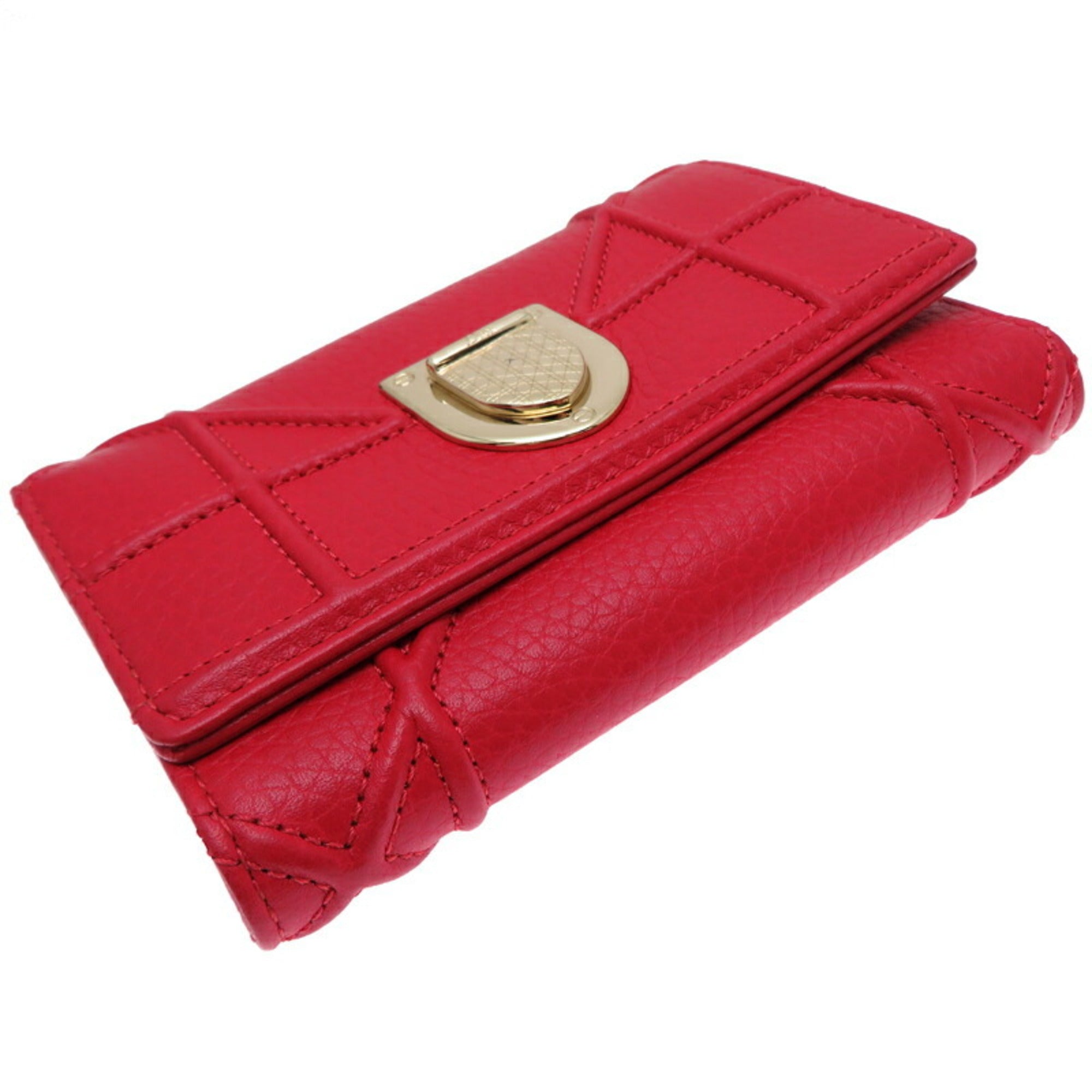 Christian Dior Red Color Leather Wallet (Tri-Fold) ()
