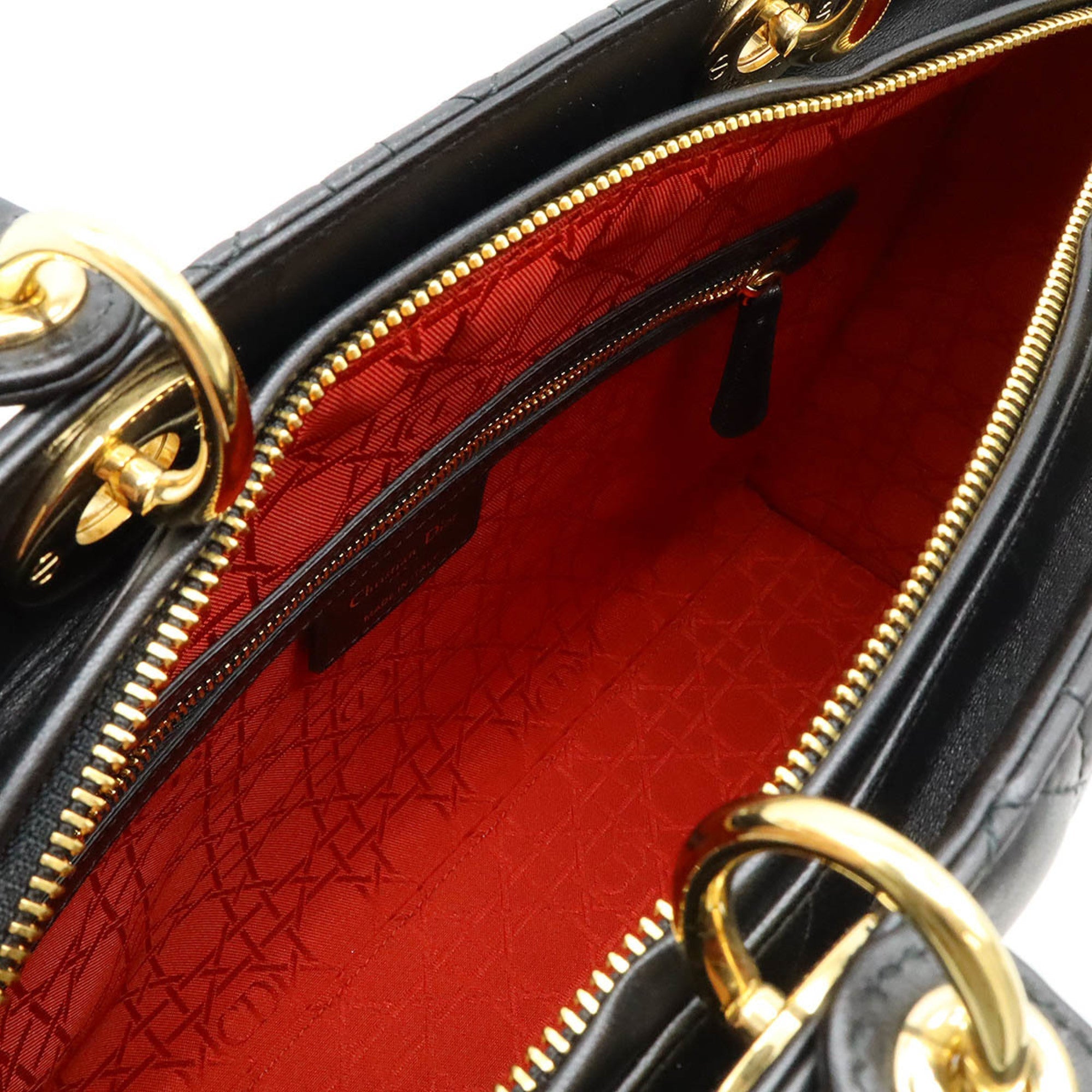 Christian Dior Black Leather Shoulder Bag Tote Bag ()