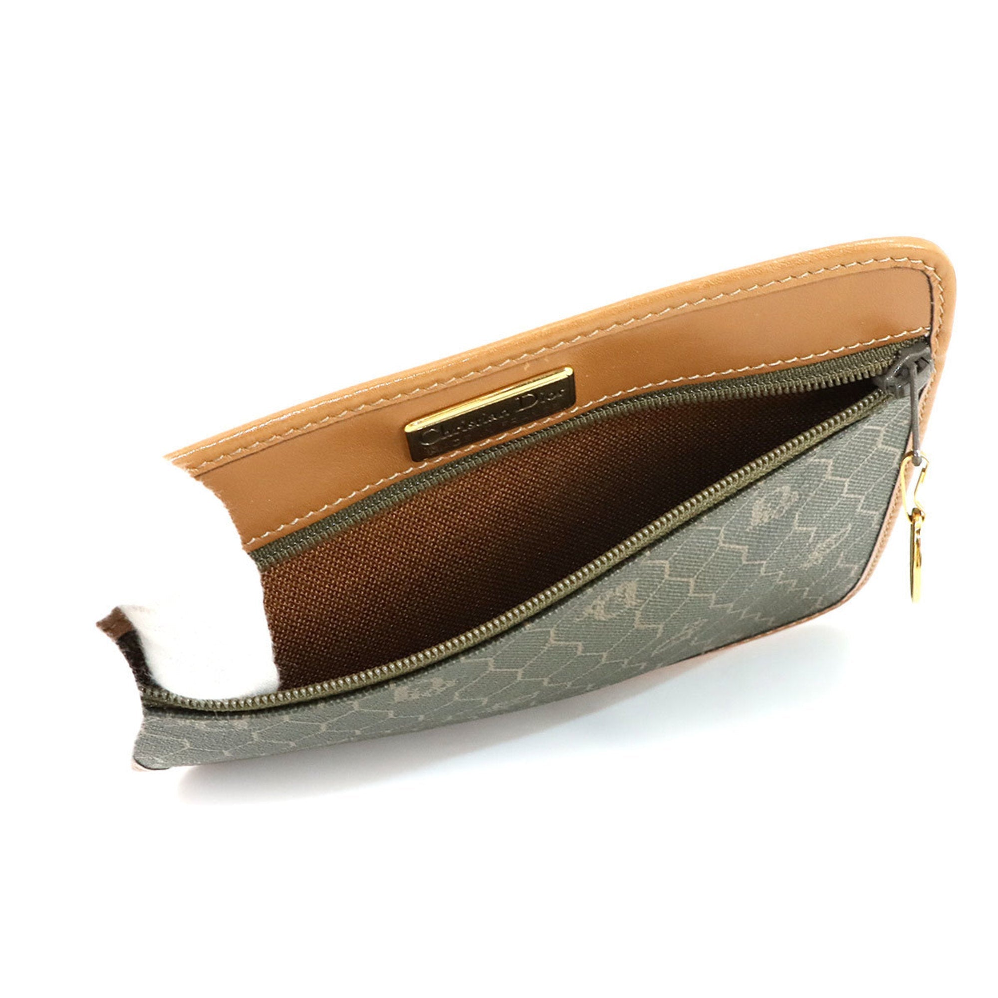 Christian Dior Brown Khaki Pvc Leather Shoulder Bag ()