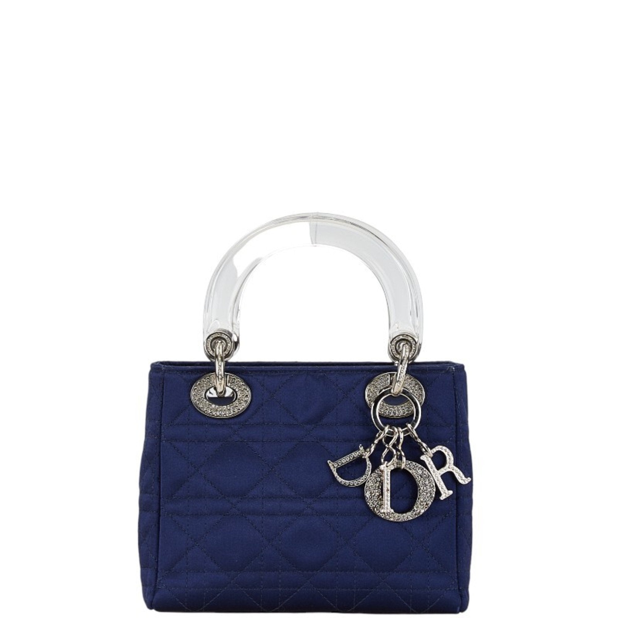 Christian Dior Navy Satin Plastic Handbag ()