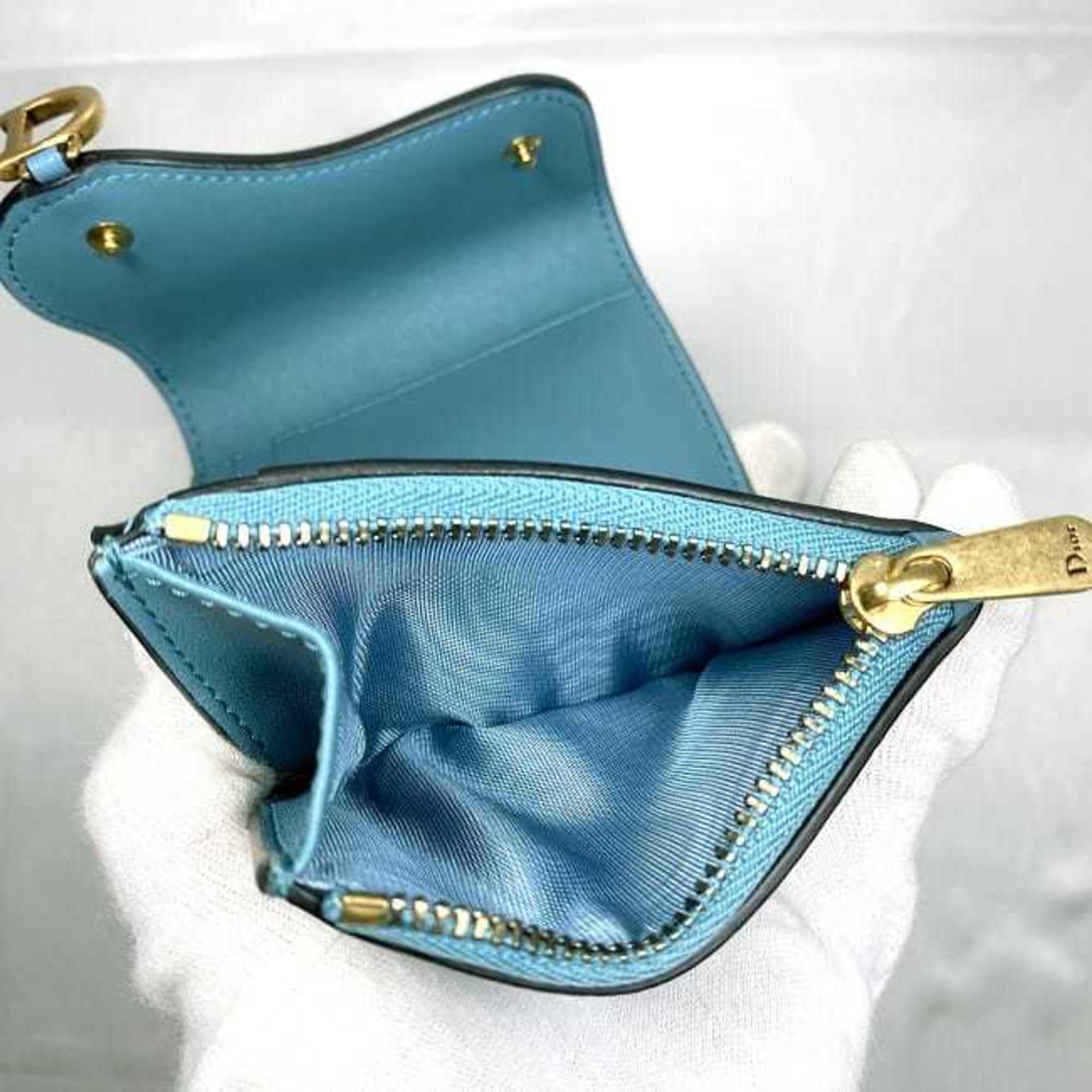 Christian Dior Blue Leather Wallet (Tri-Fold) ()