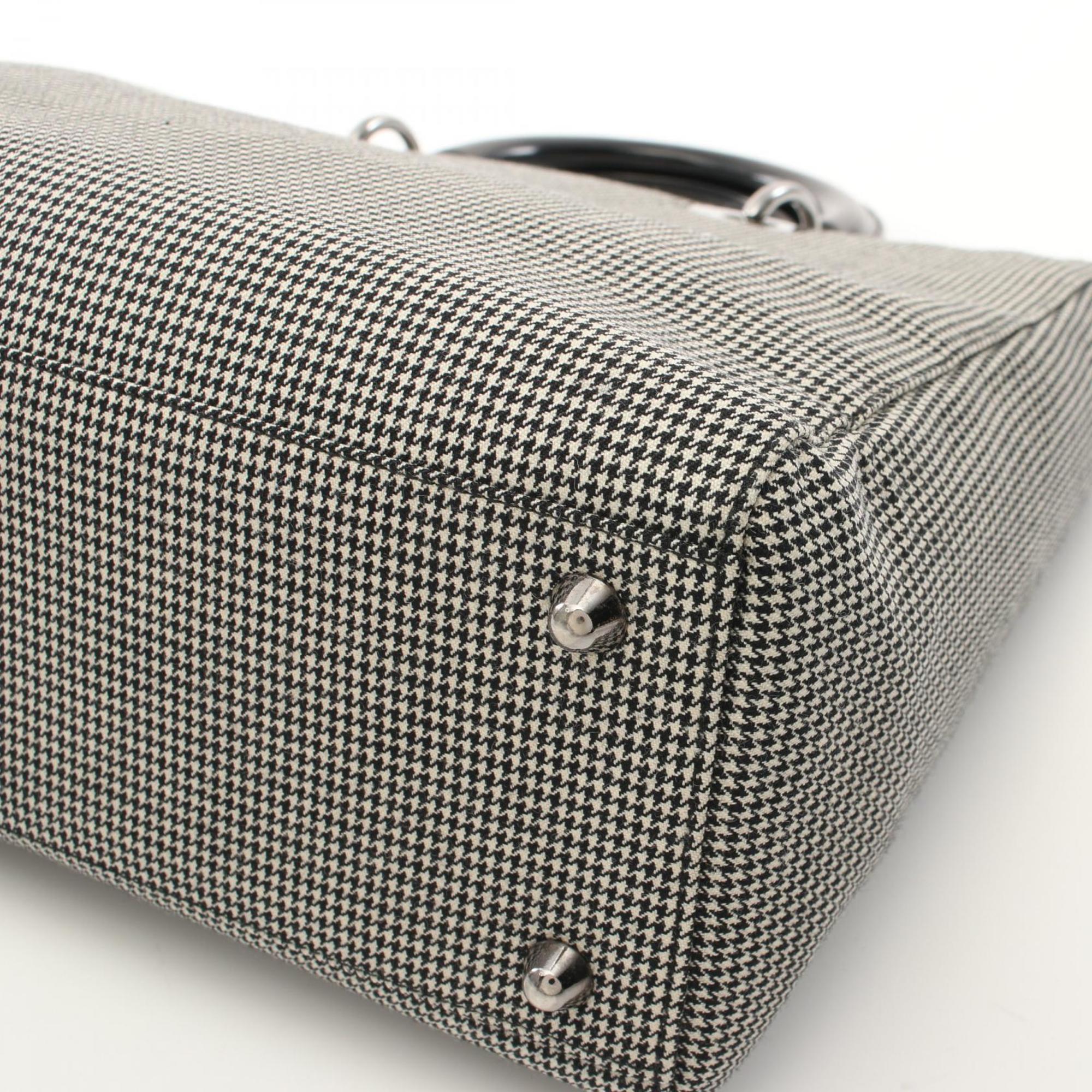 Christian Dior Black White Canvas Patent Leather Handbag ()