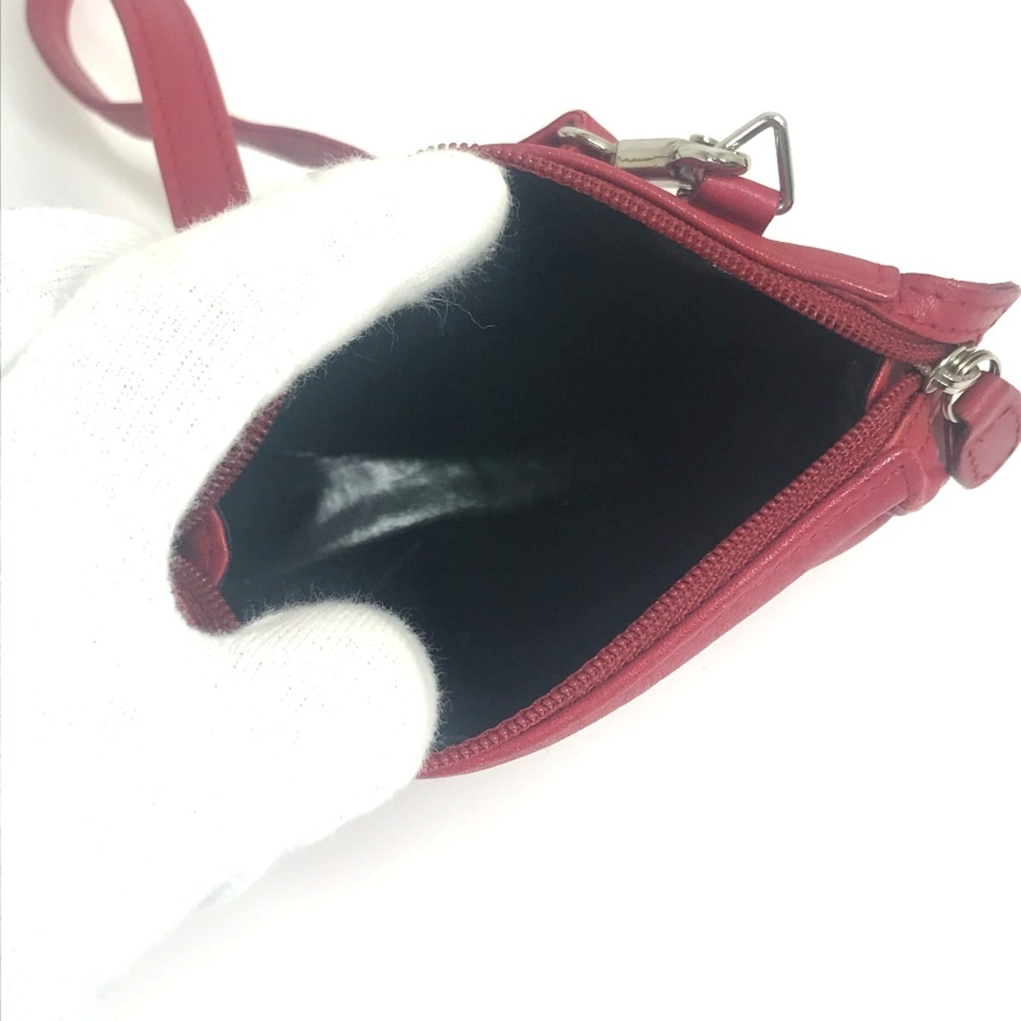Christian Dior Red Leather Shoulder Bag ()