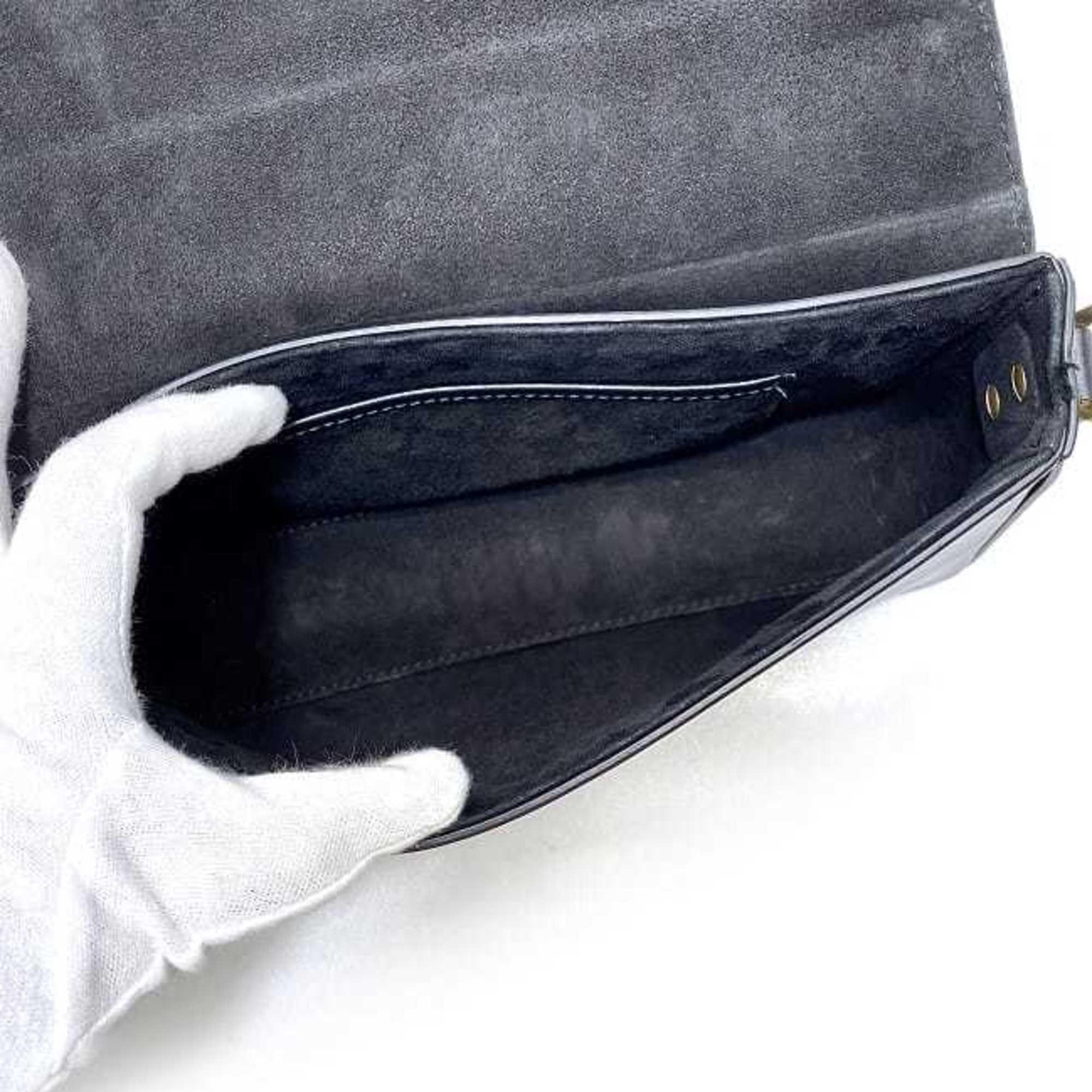 Christian Dior Black Leather Clutch Bag Handbag ()