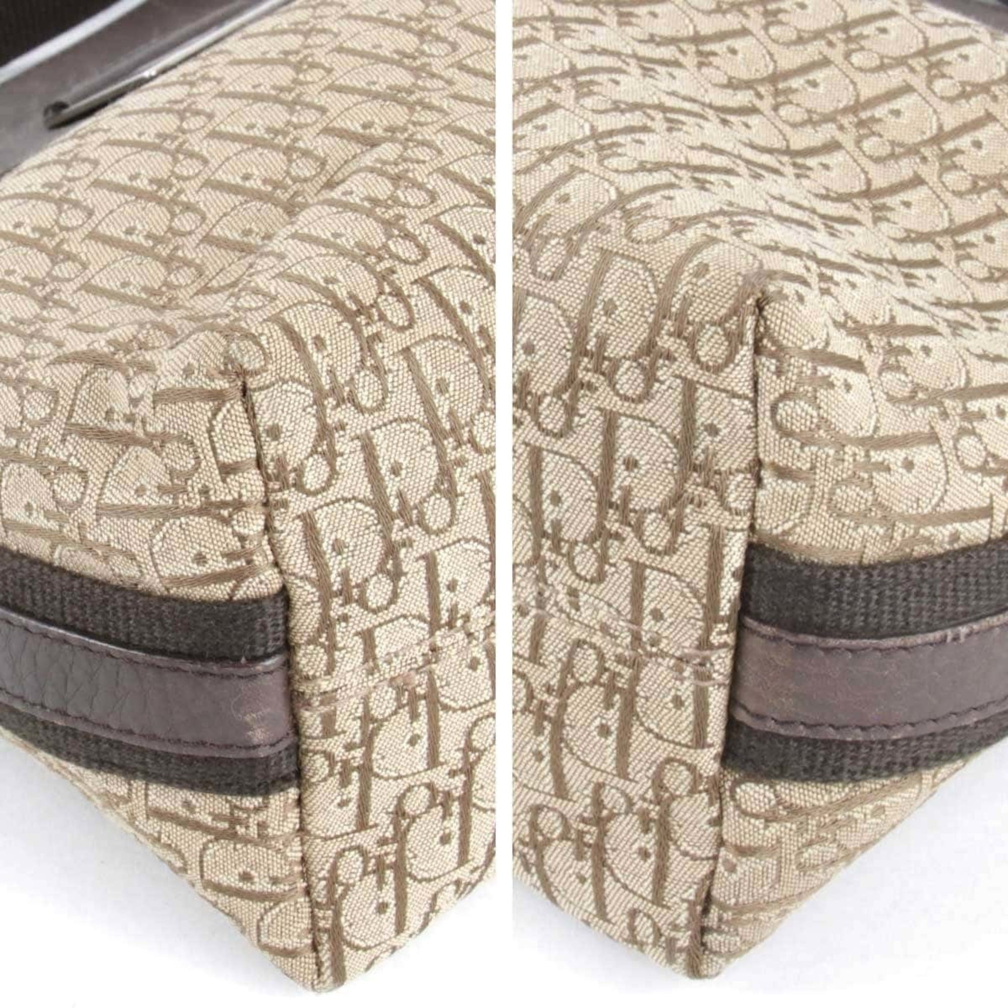 Christian Dior Trotter Brown Canvas Leather Shoulder Bag ()