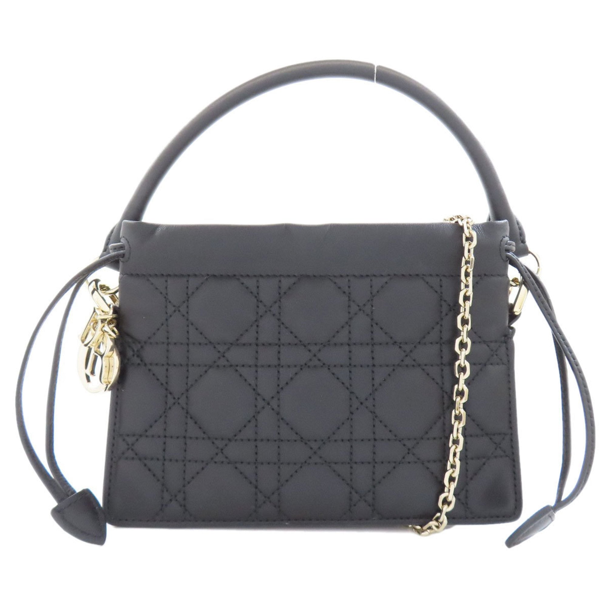 Christian Dior Lady Dior Black Leather Handbag ()