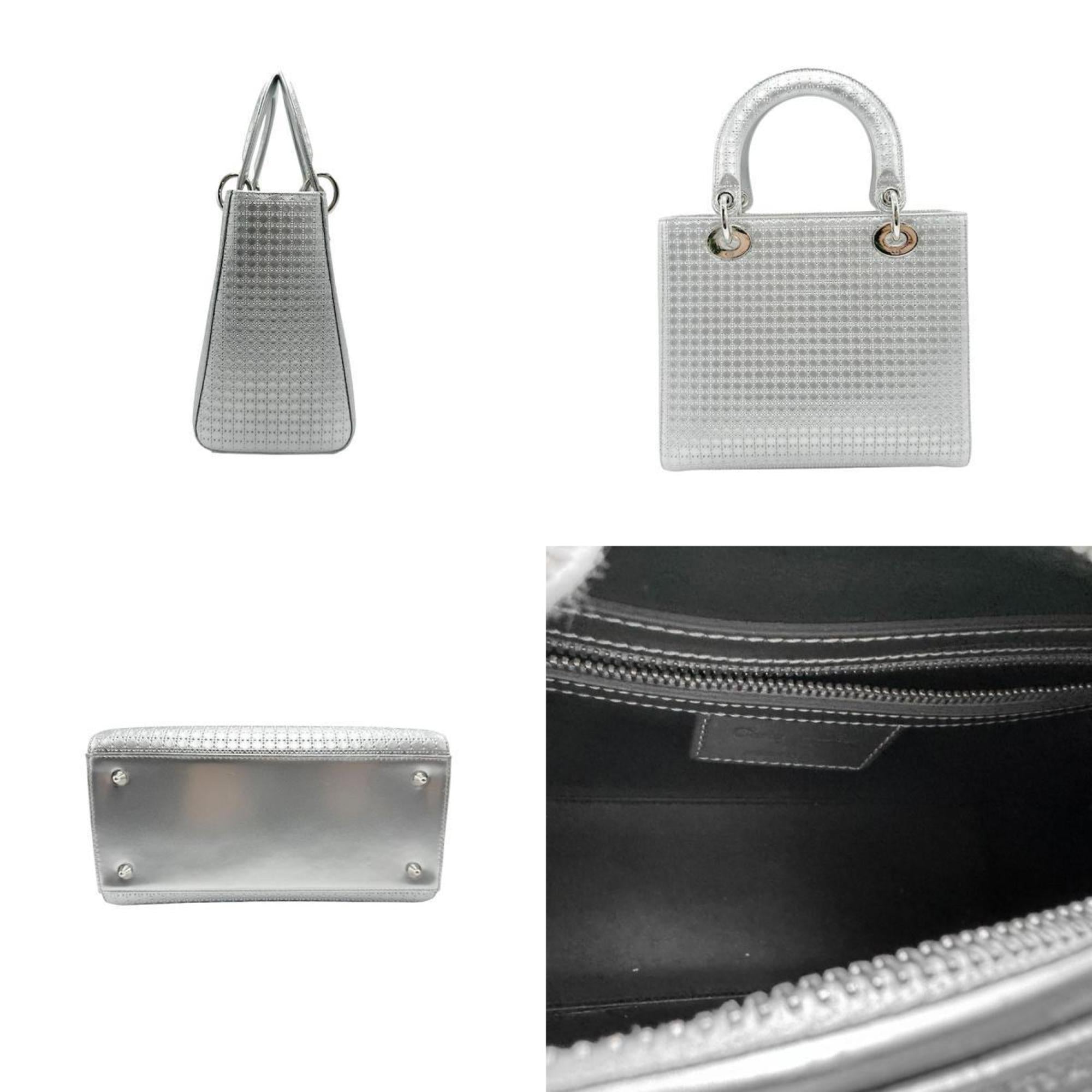 Christian Dior Silver Leather Handbag Shoulder Bag ()