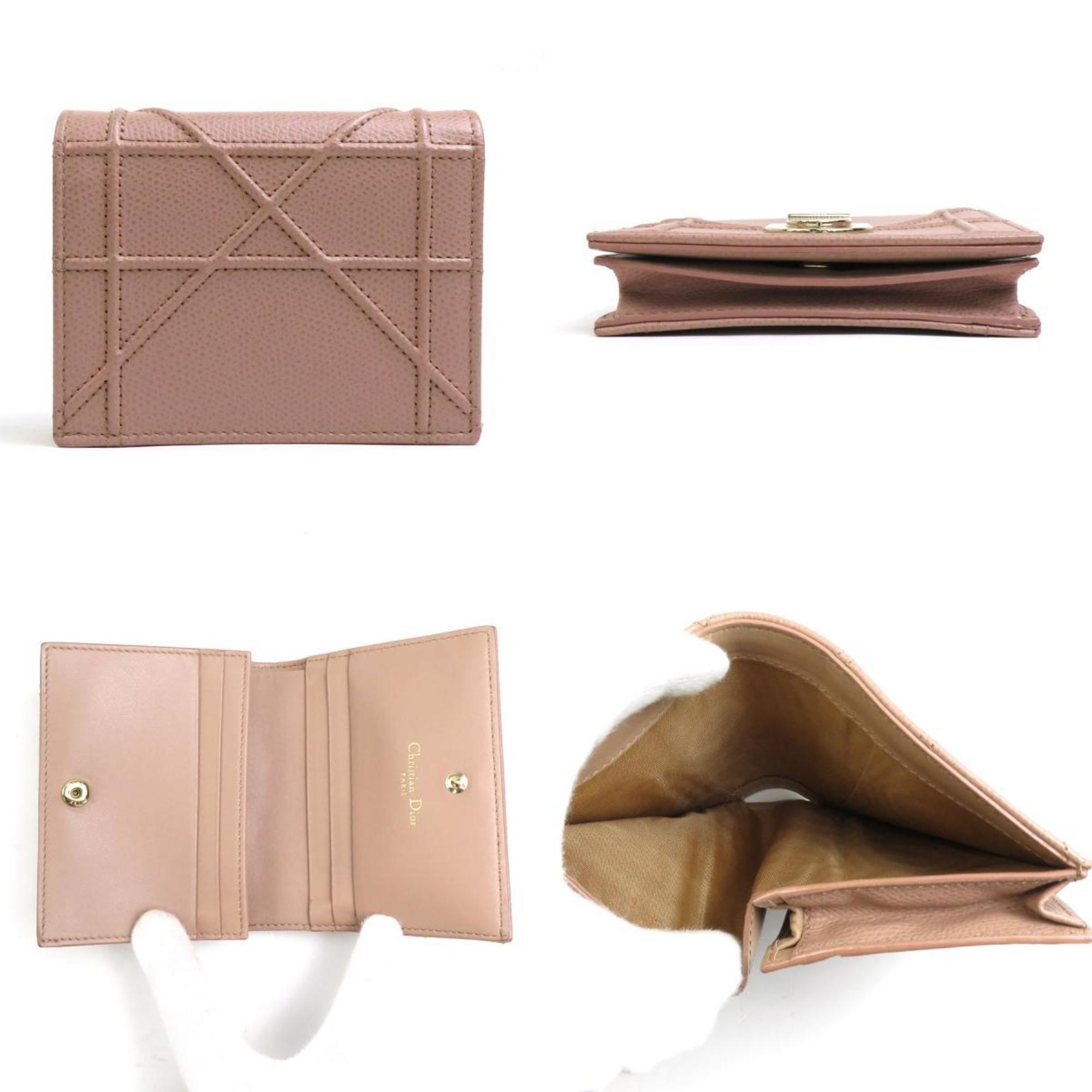 Christian Dior Pink Beige Leather Wallet (Bi-Fold) ()