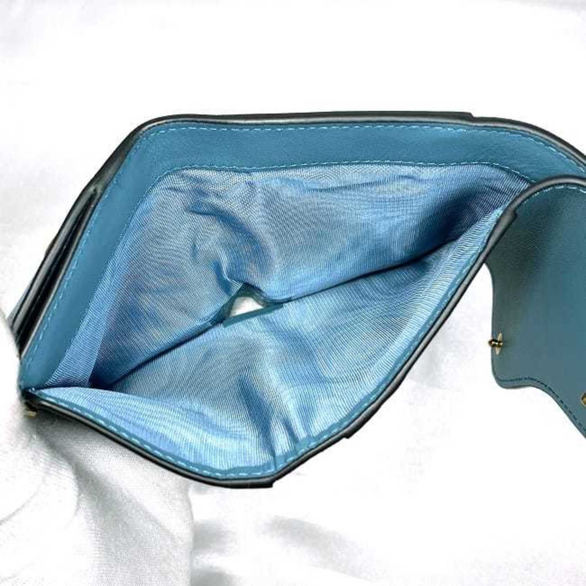 Christian Dior Blue Leather Wallet (Tri-Fold) ()