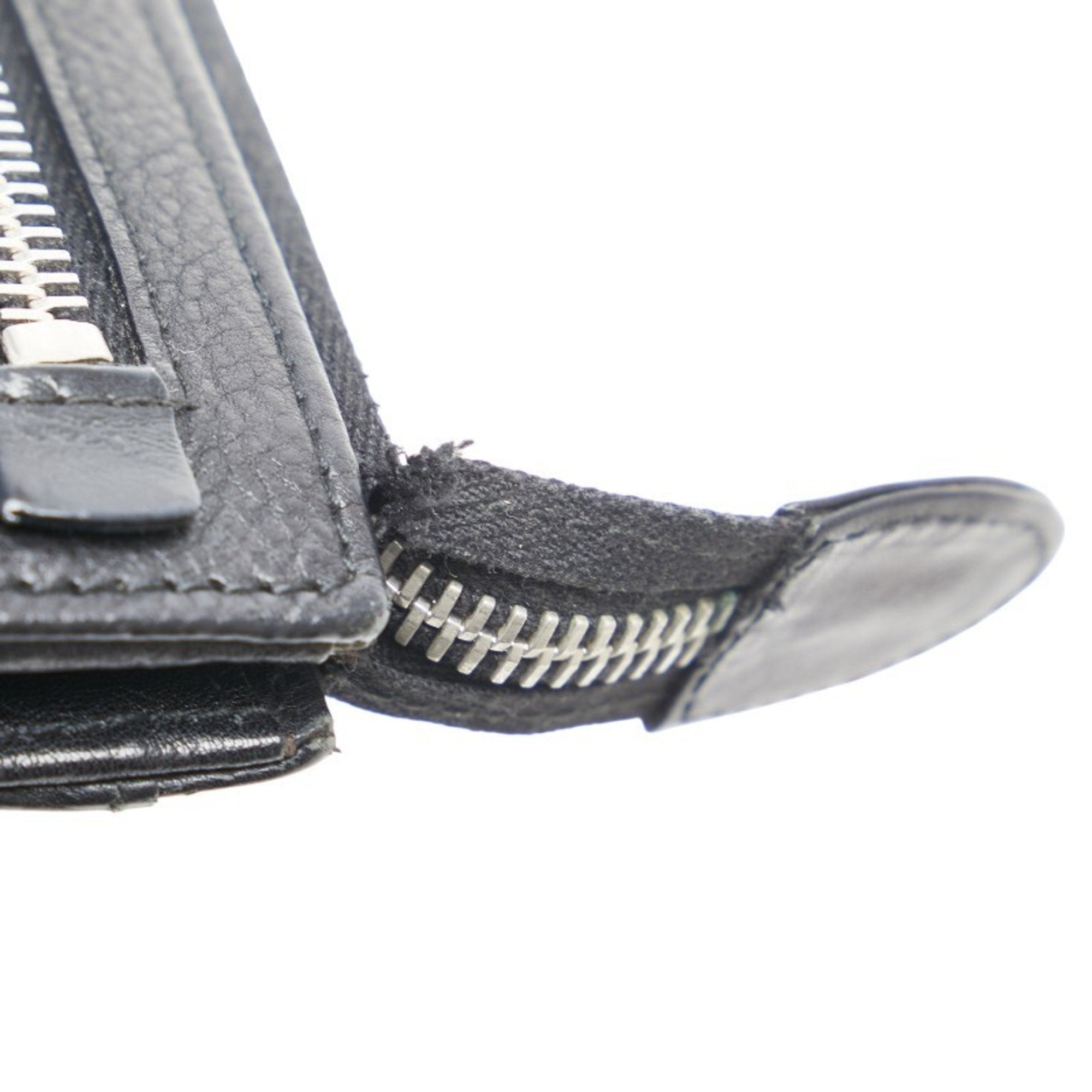 Christian Dior Black Leather Long Wallet (Bi-Fold) ()
