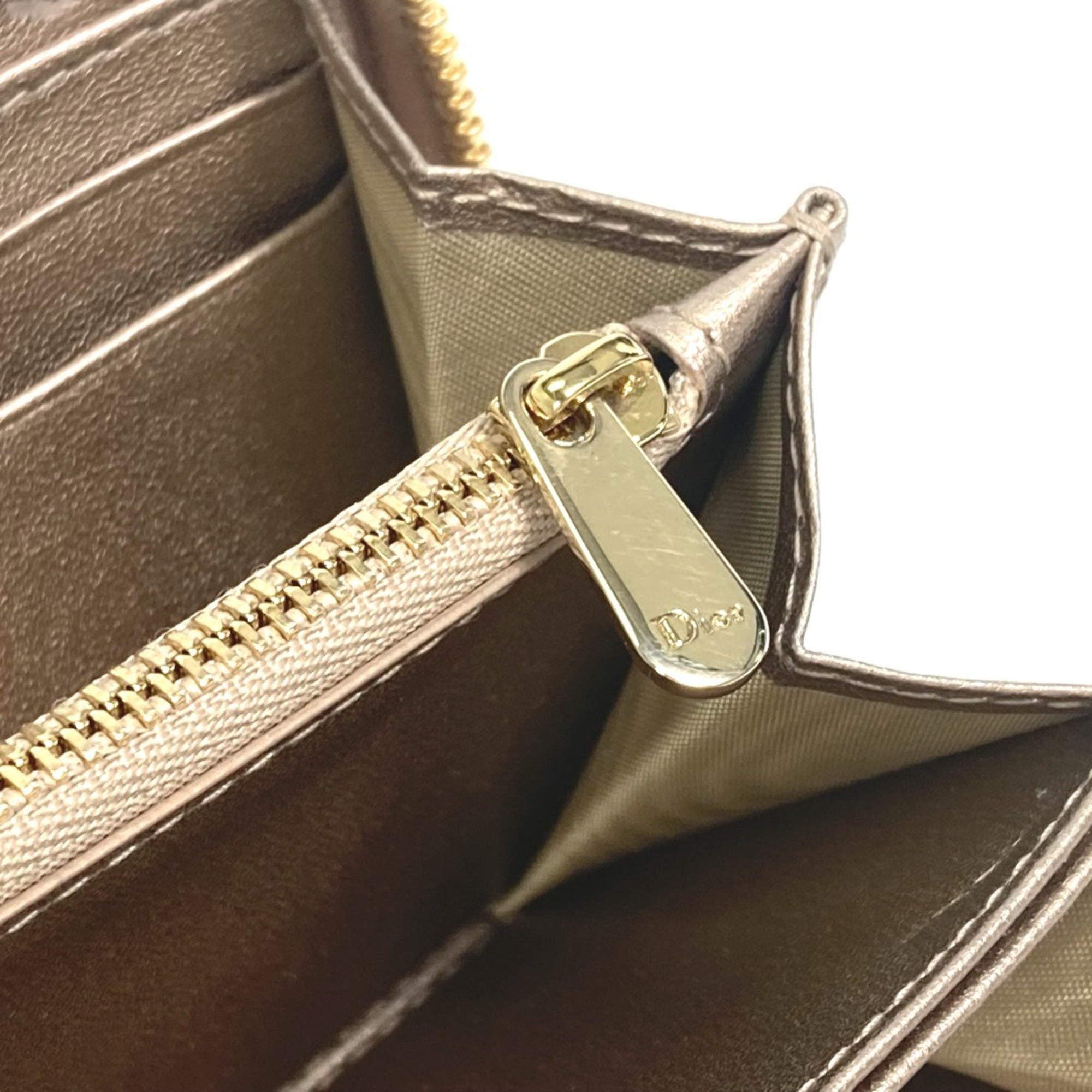 Christian Dior Gold Leather Long Wallet (Bi-Fold) ()