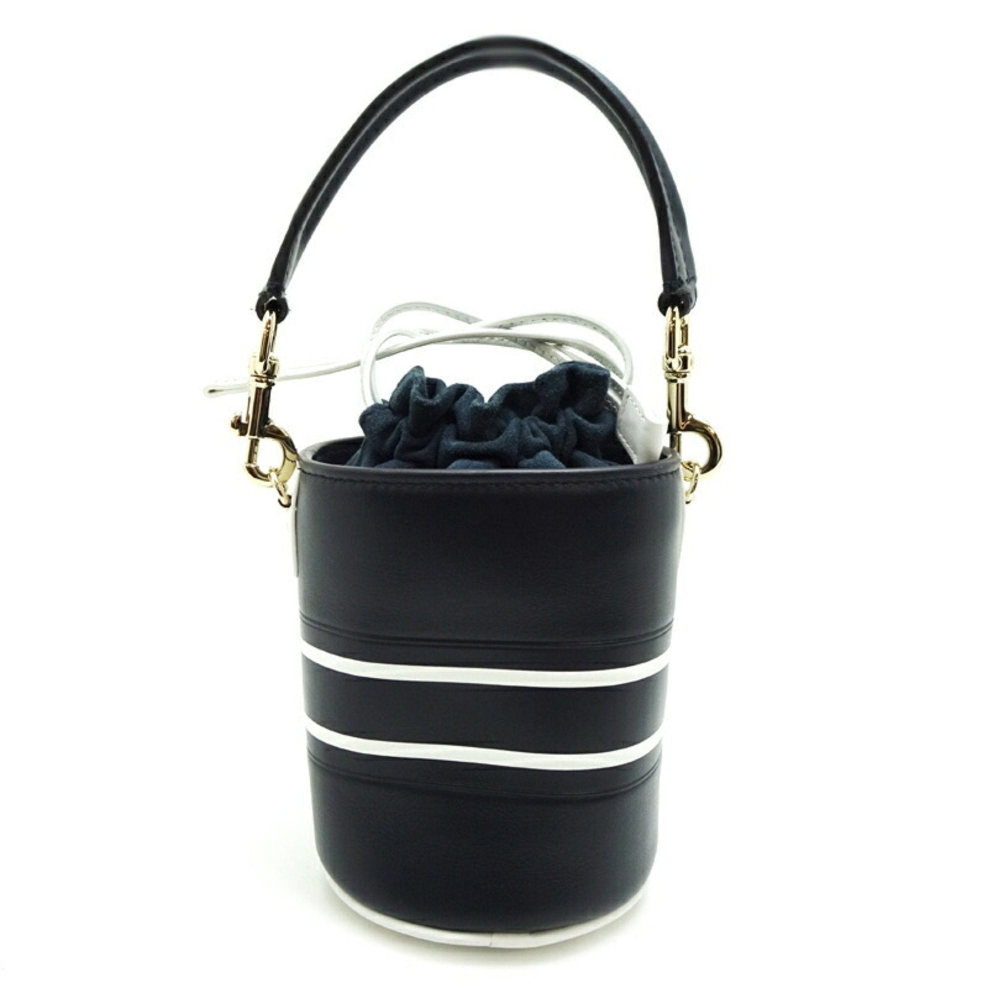 Christian Dior Navy White Leather Shoulder Bag ()