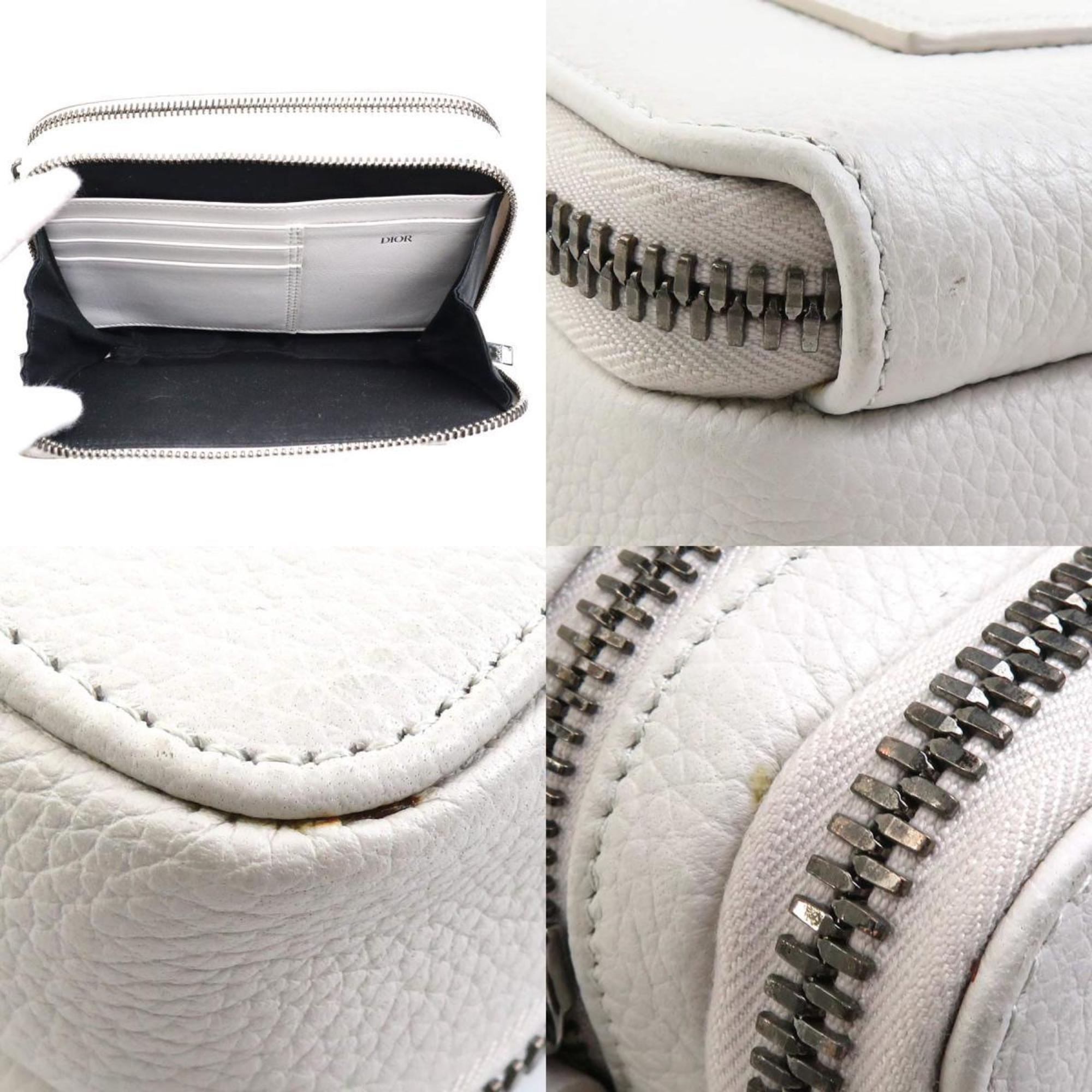 Christian Dior Gray White Leather Shoulder Bag ()