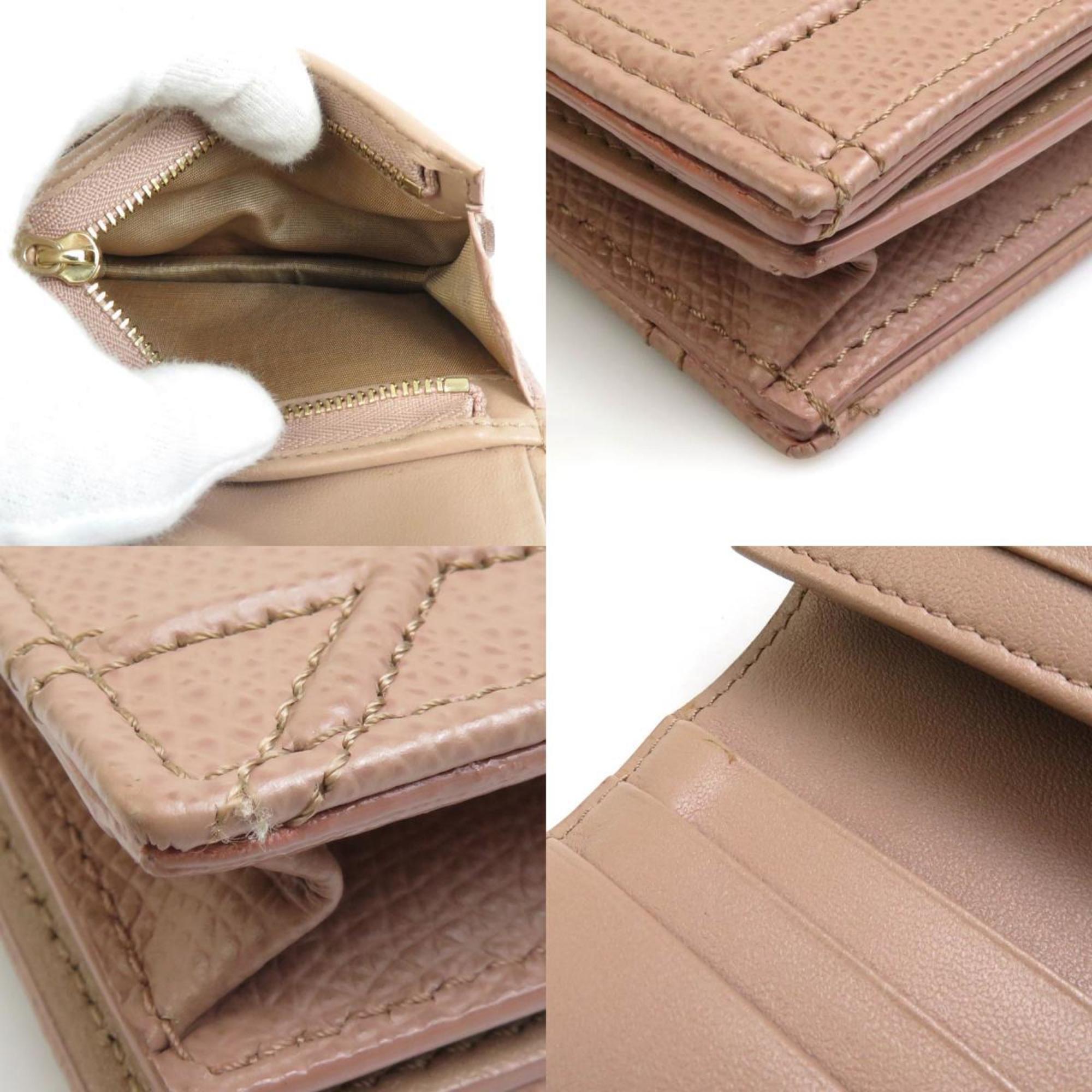 Christian Dior Pink Beige Leather Wallet (Bi-Fold) ()