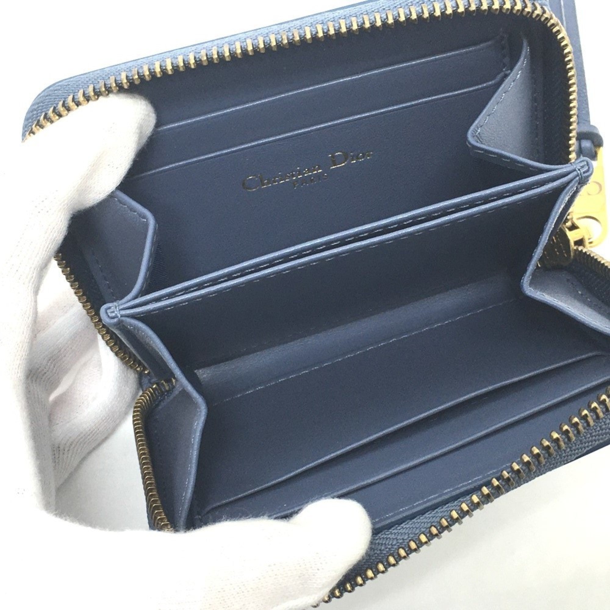 Christian Dior Blue Leather Coin Purse/Coin Case ()