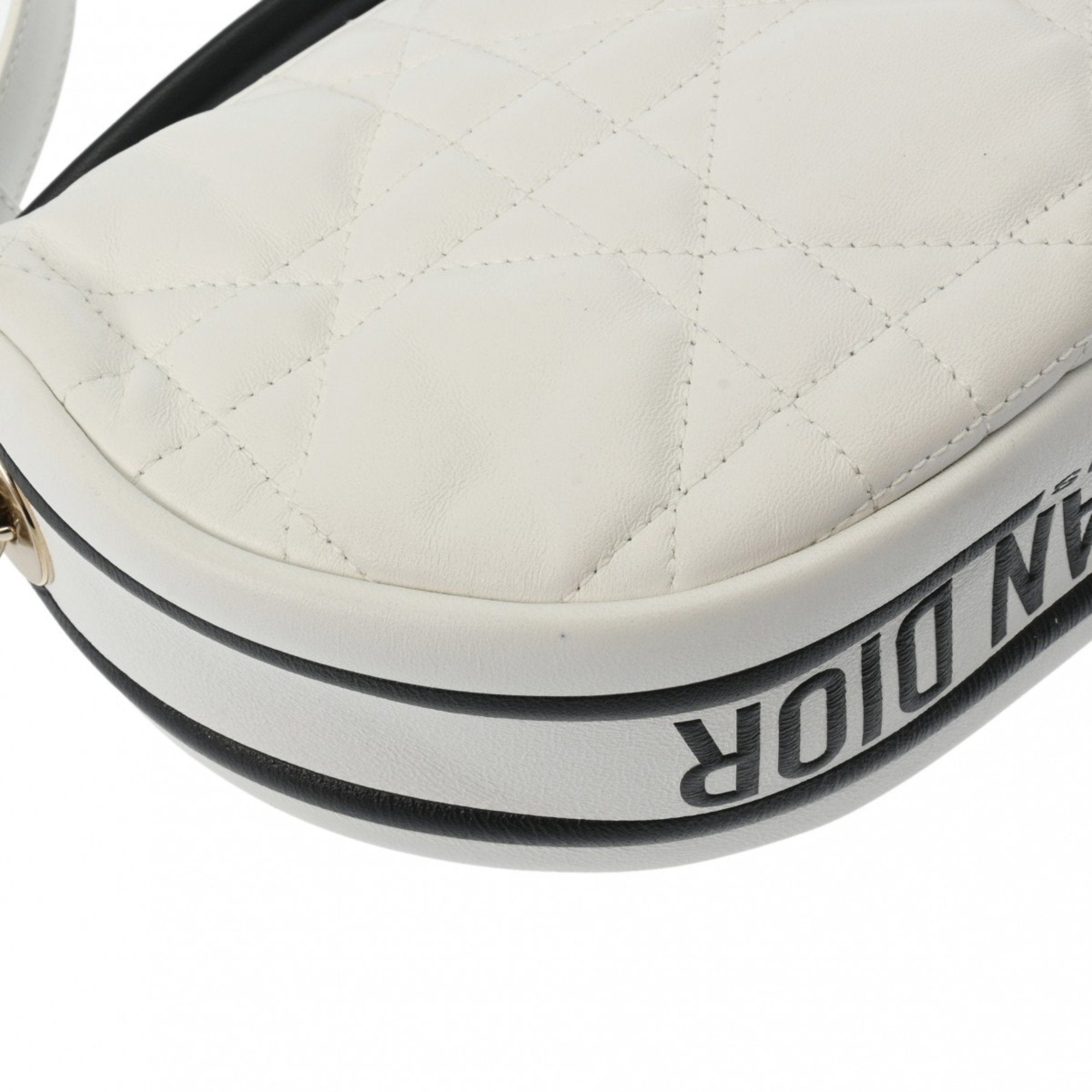 Christian Dior Black White Leather Shoulder Bag ()
