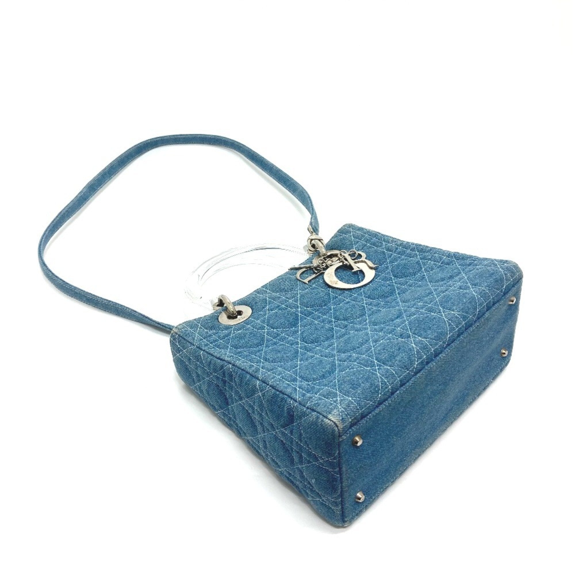 Christian Dior Lady Dior Blue Denim Handbag Shoulder Bag ()