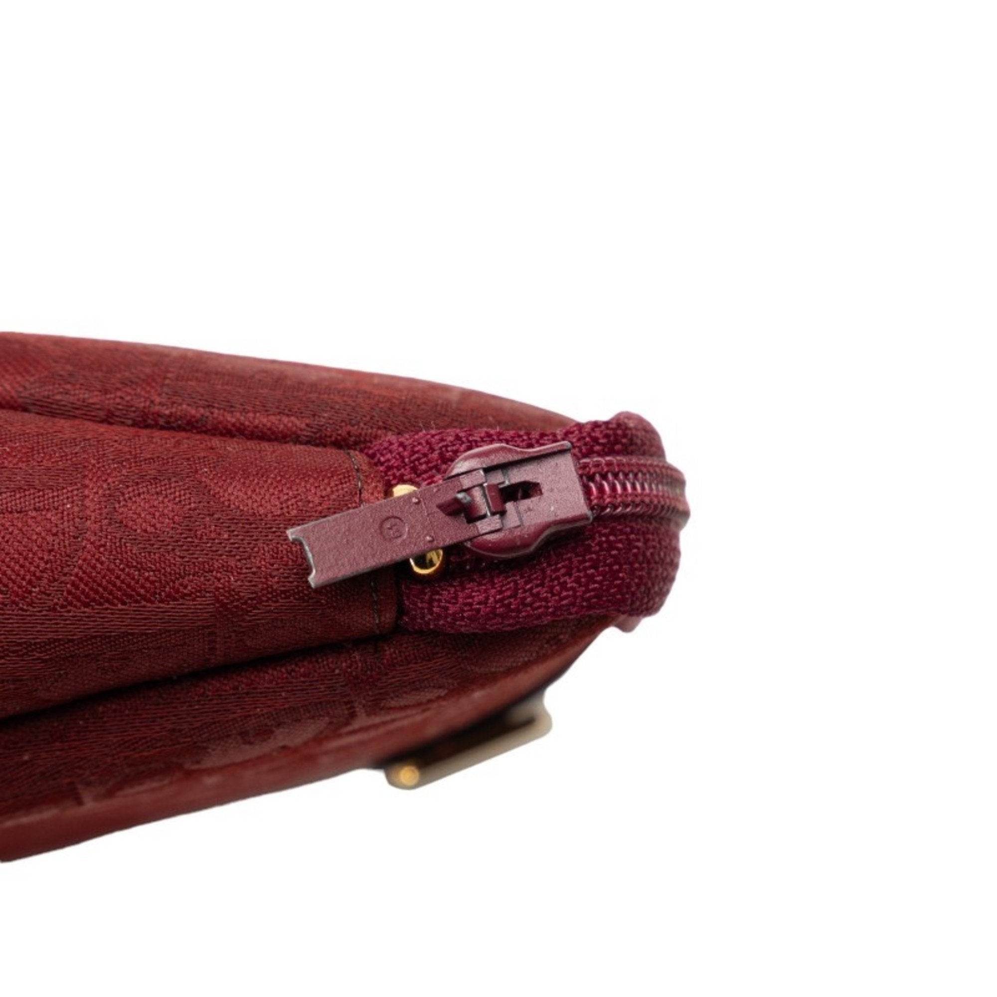 Christian Dior Red Color Canvas Leather Pouch ()