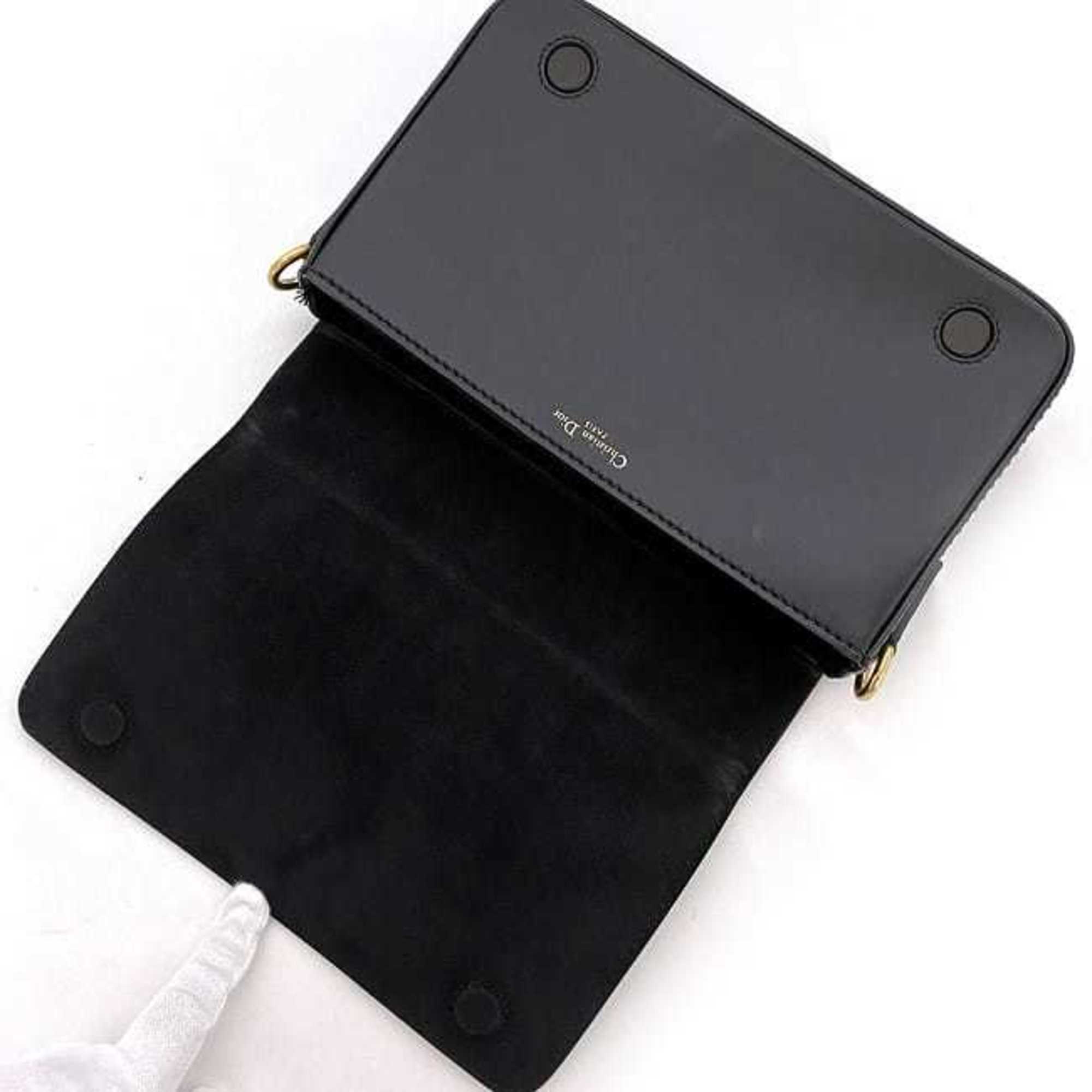Christian Dior Black Leather Clutch Bag Handbag ()