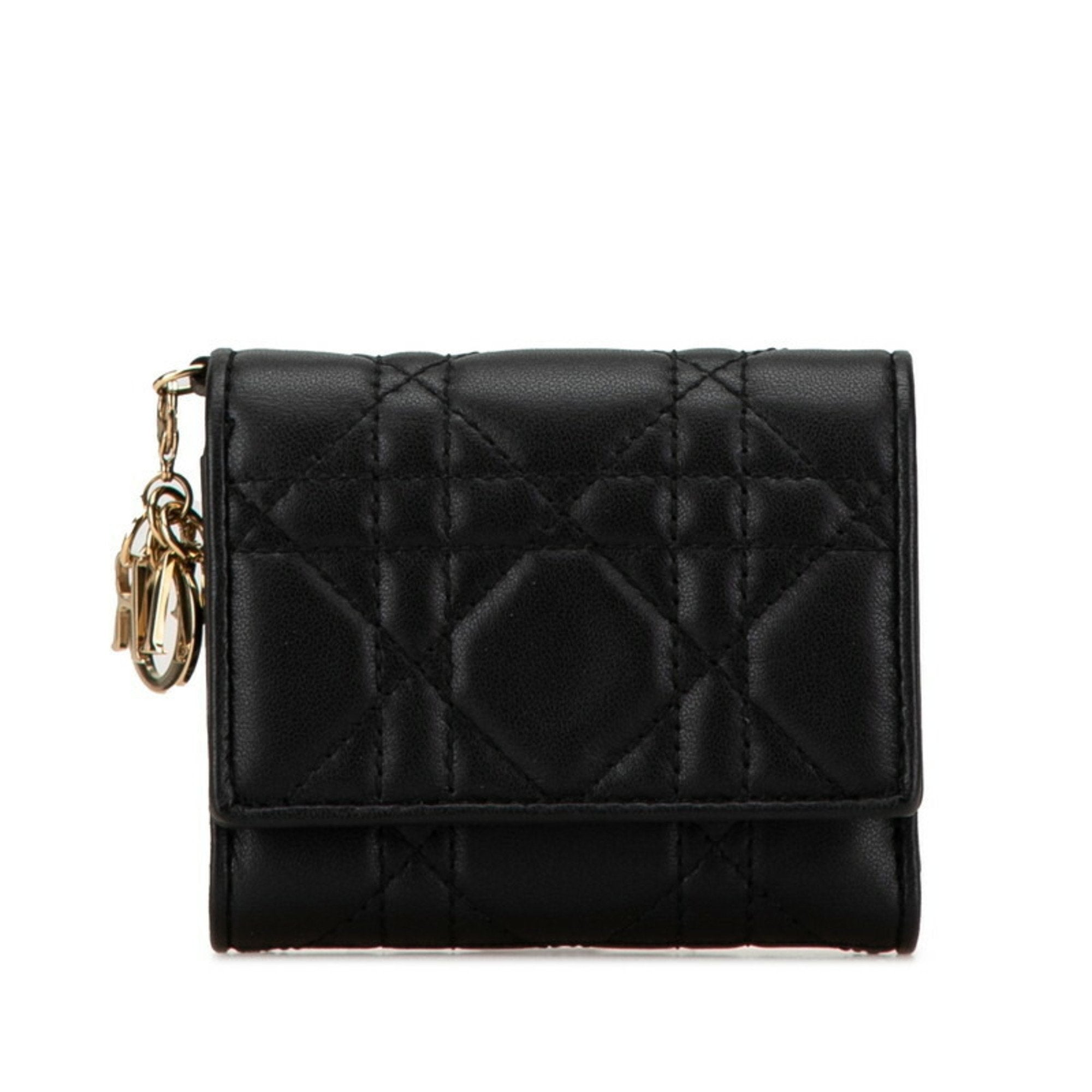 Christian Dior Black Leather Wallet (Tri-Fold) ()