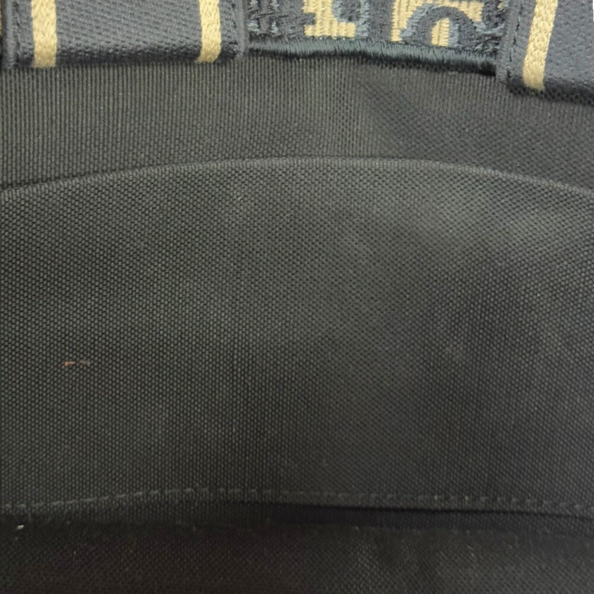 Christian Dior Navy Canvas Leather Handbag Shoulder Bag ()