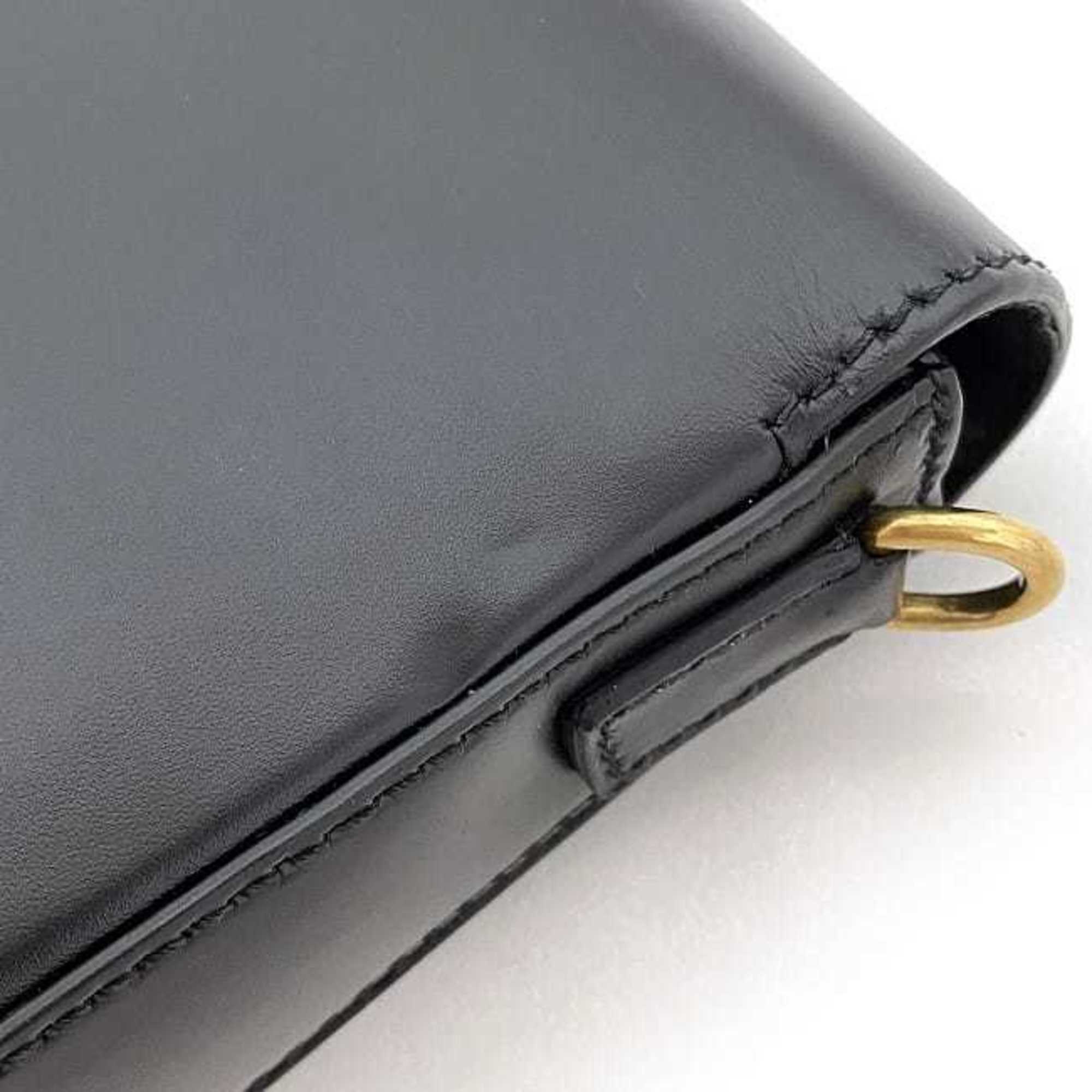 Christian Dior Black Leather Clutch Bag Handbag ()