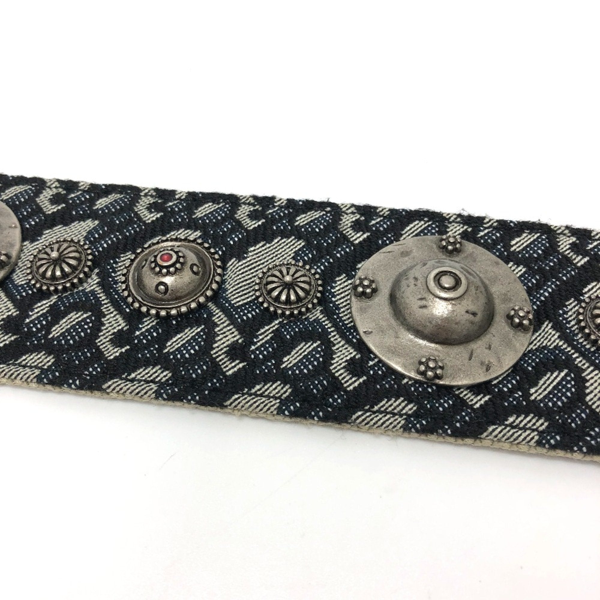 Christian Dior Navy Cloth Chain/Shoulder Wallet ()