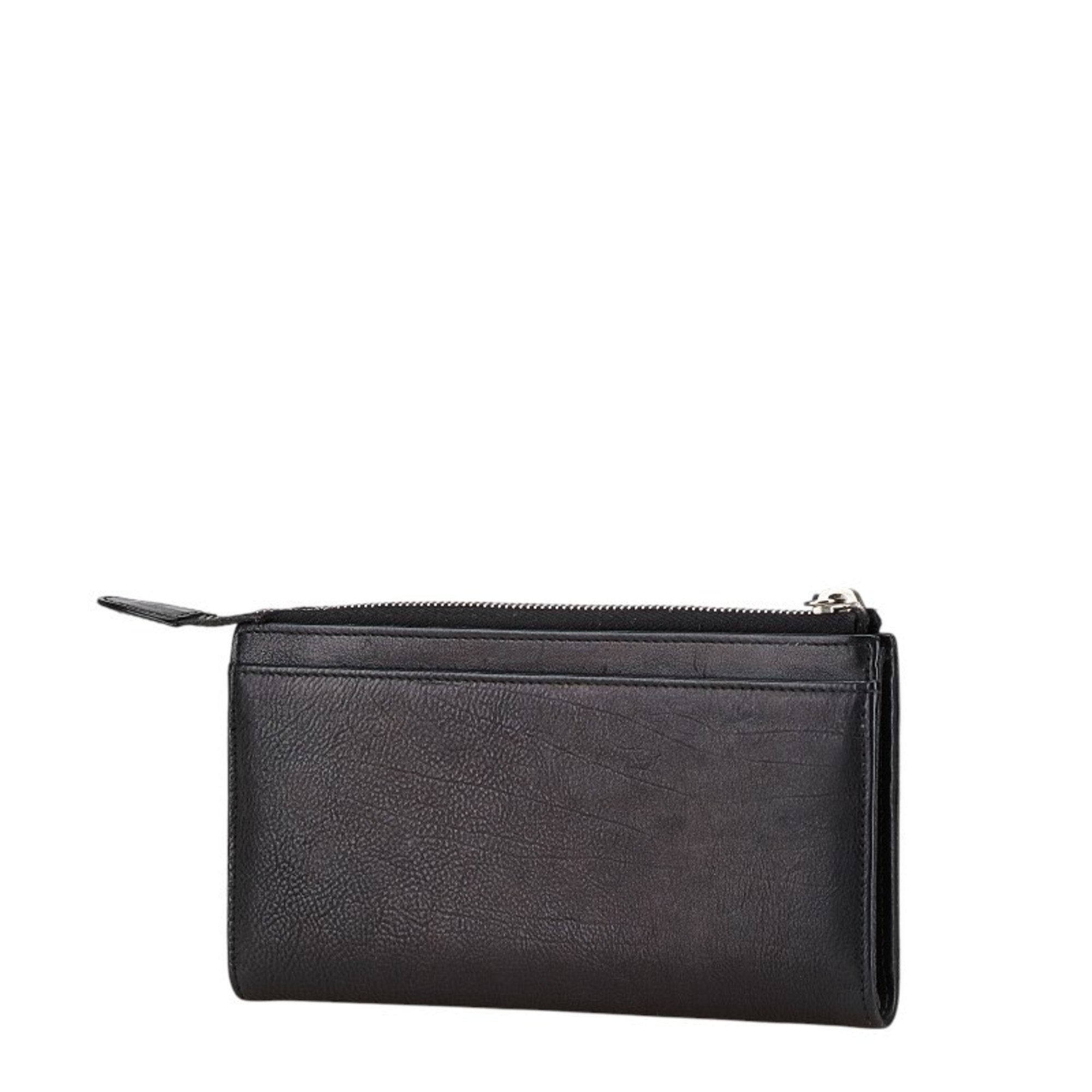 Christian Dior Black Leather Long Wallet (Bi-Fold) ()