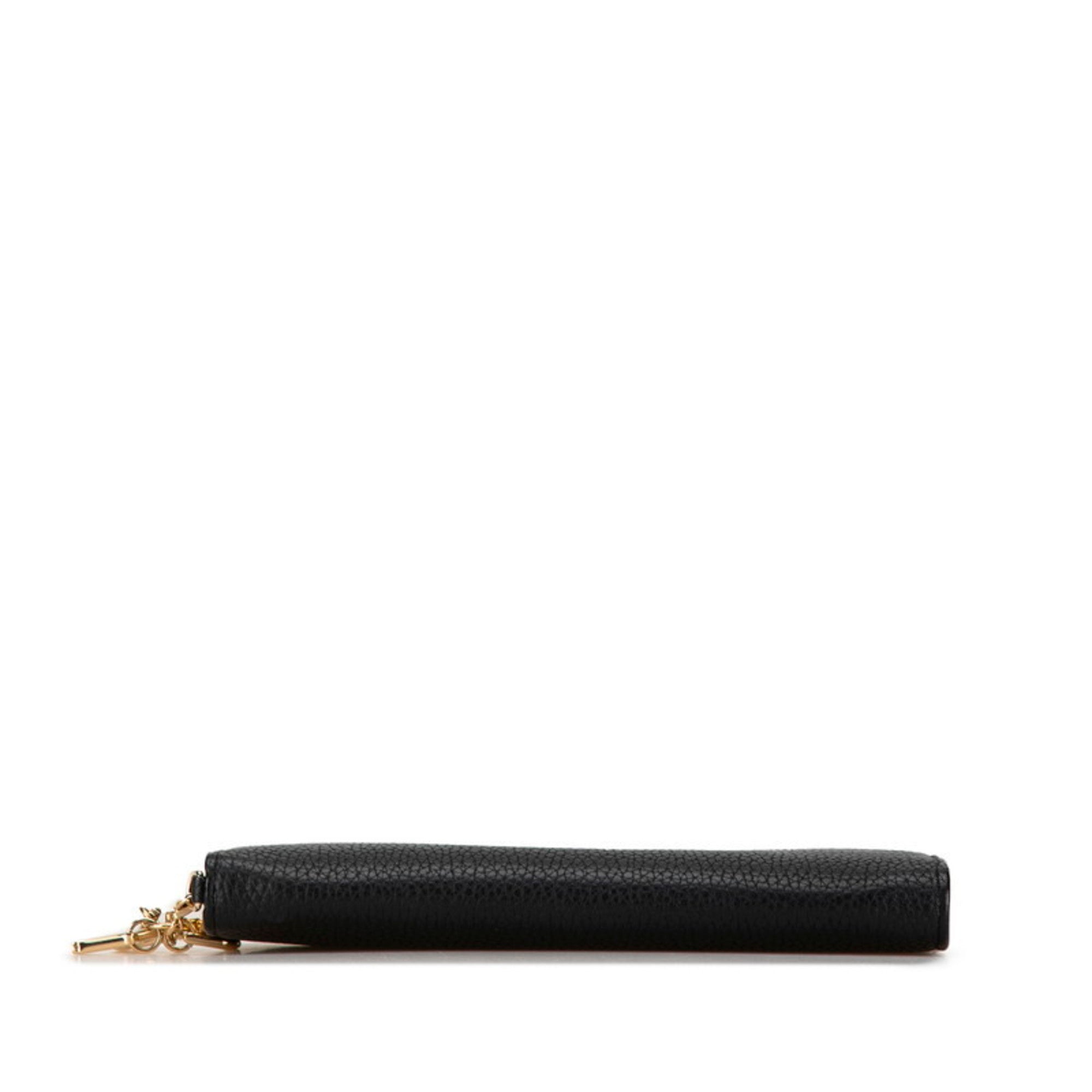 Christian Dior Black Purple Leather Long Wallet (Bi-Fold) ()