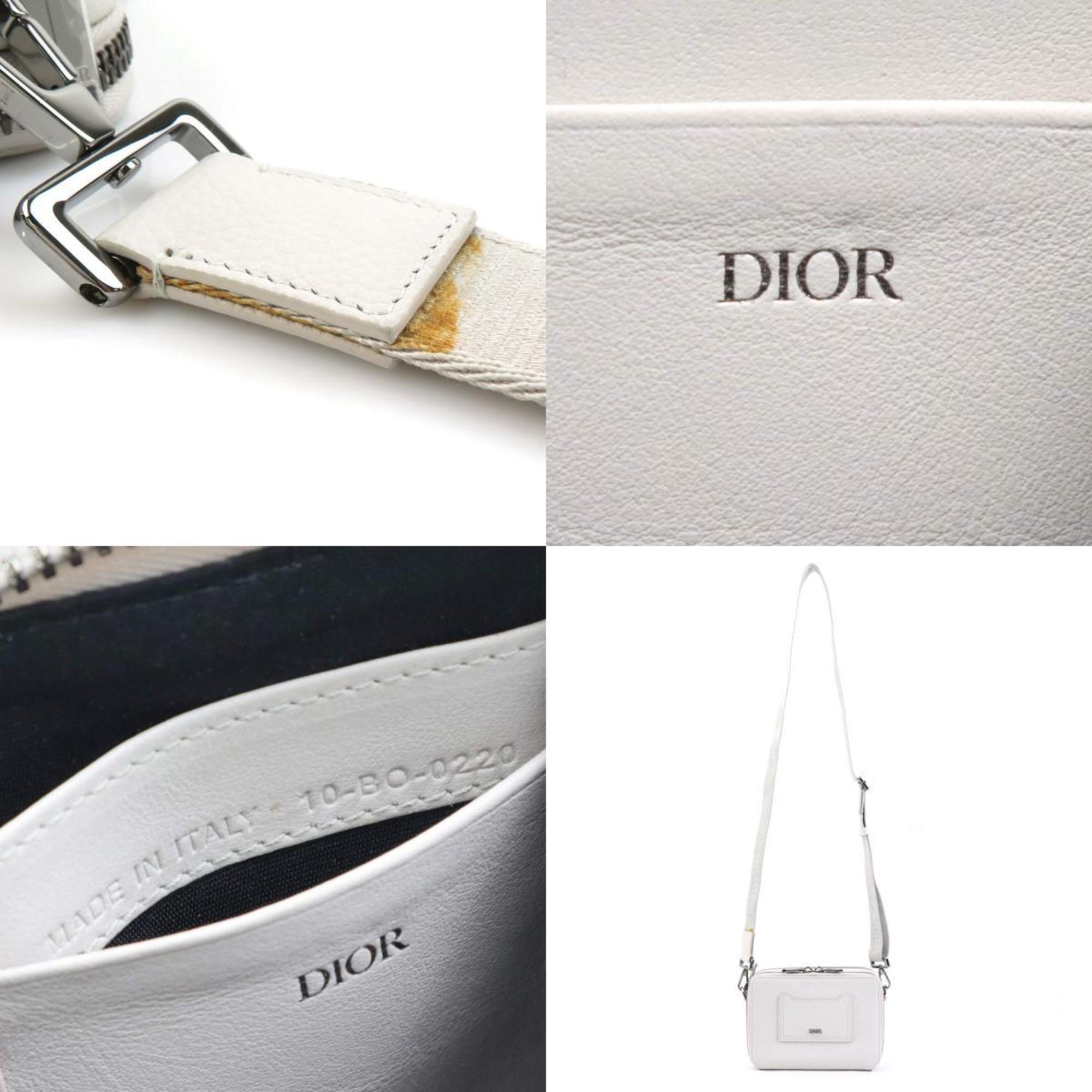 Christian Dior Gray White Leather Shoulder Bag ()