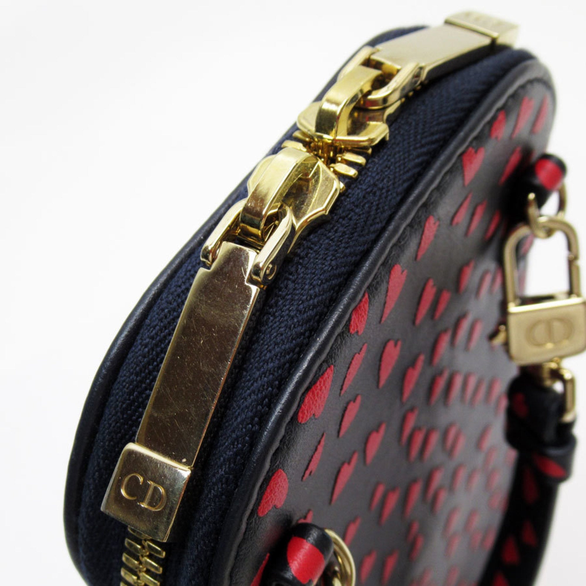 Christian Dior Navy Red Color Leather Shoulder Bag ()